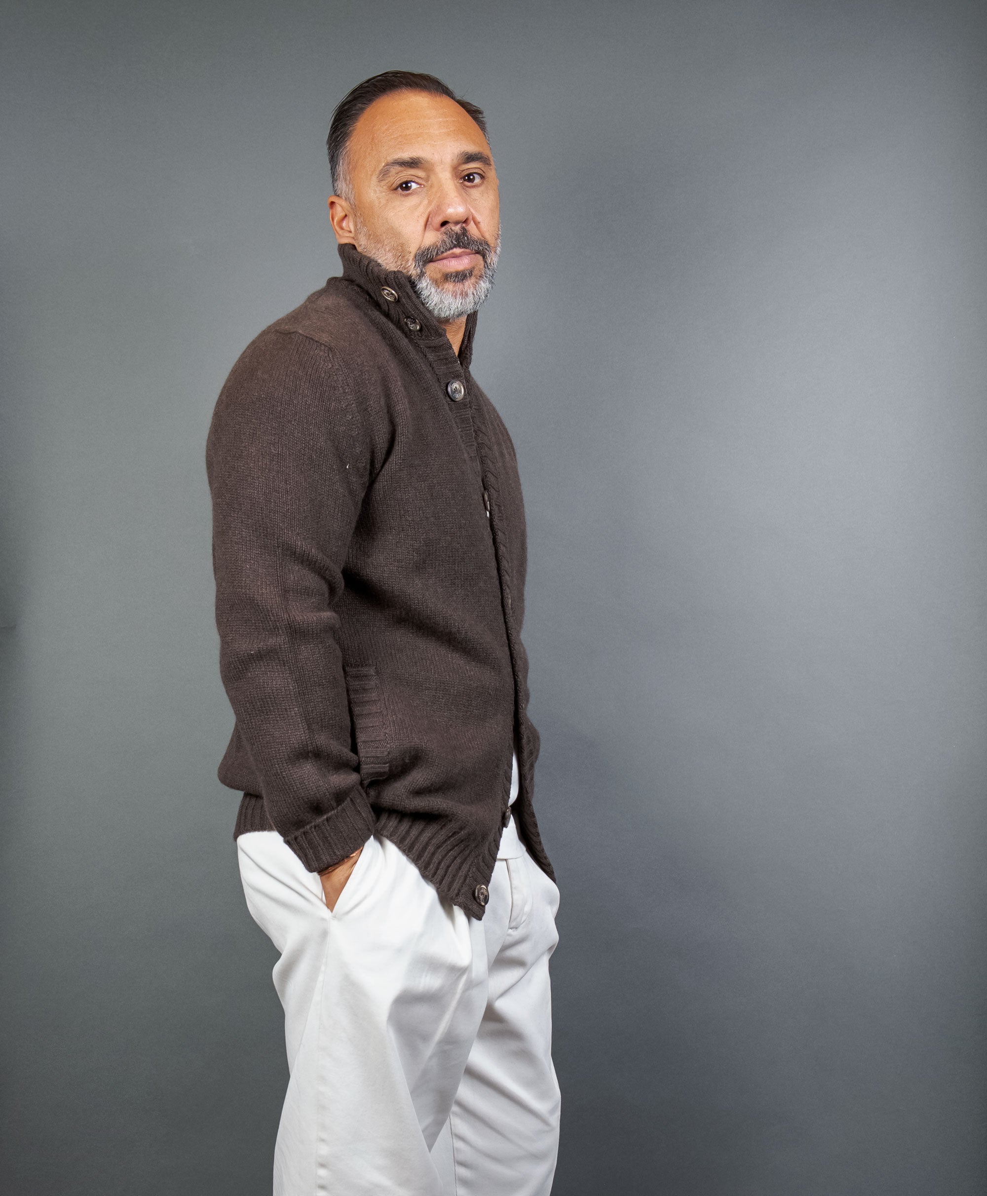Cardigan FEDELI uomo FAVONIUS 6488 Coffee<BR/> FAVONIUS 6488 COFFEE FEDELI