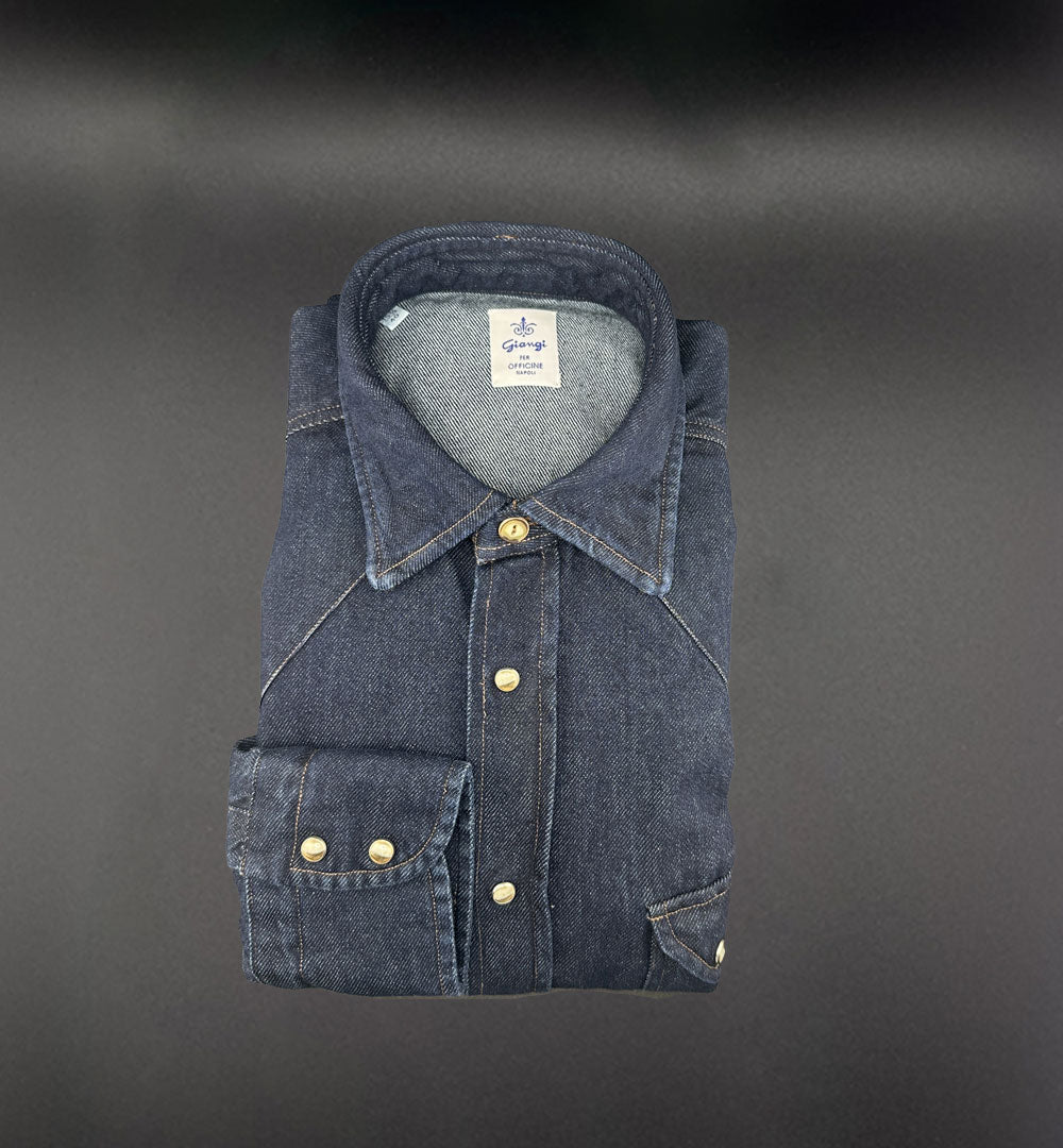 Camicia Giangi x Officine uomo Osiride pence blu OSIRIDE PENCE DENIM SCURO GIANGI