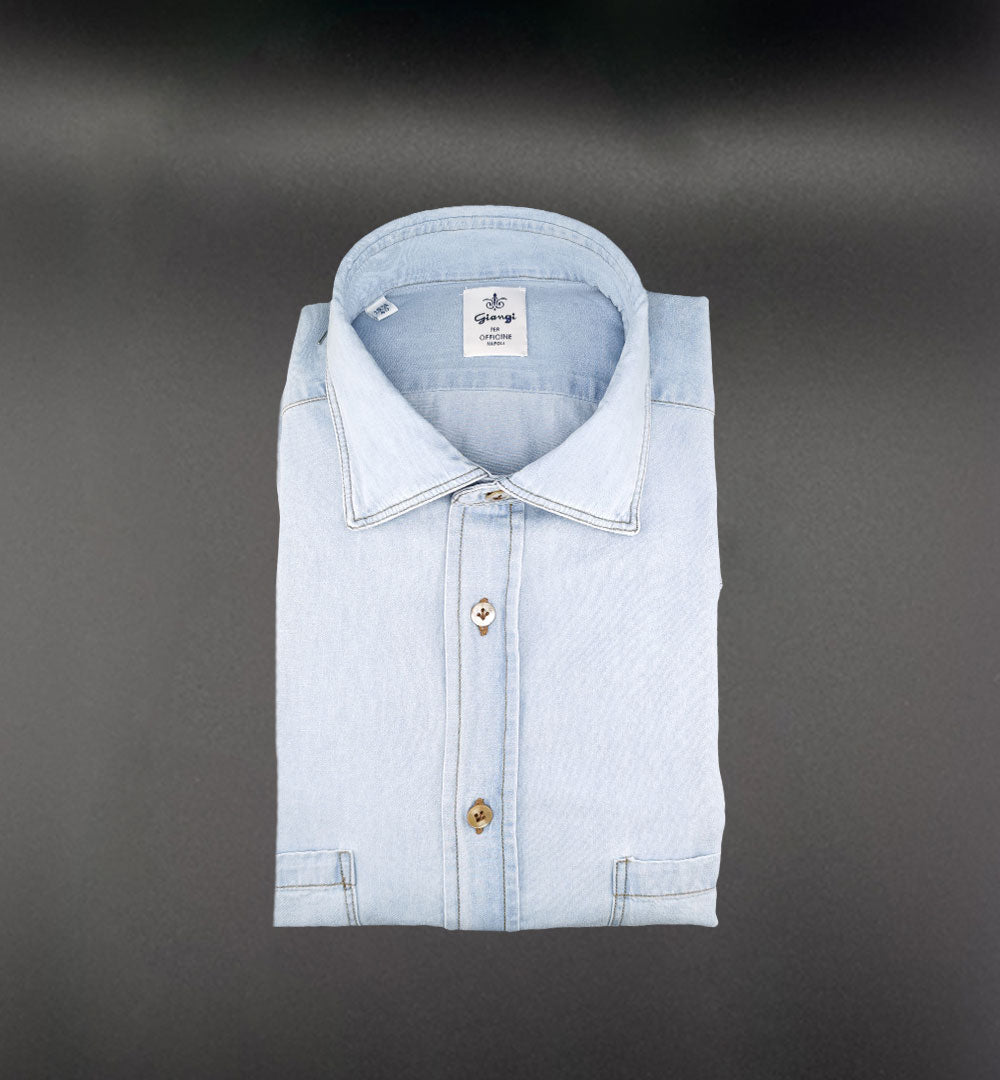 CAMICIA GIANGI X OFFICINE UOMO 9702 01 DENIM CHIARO 9702 01 DENIM CHIARO GIANGI