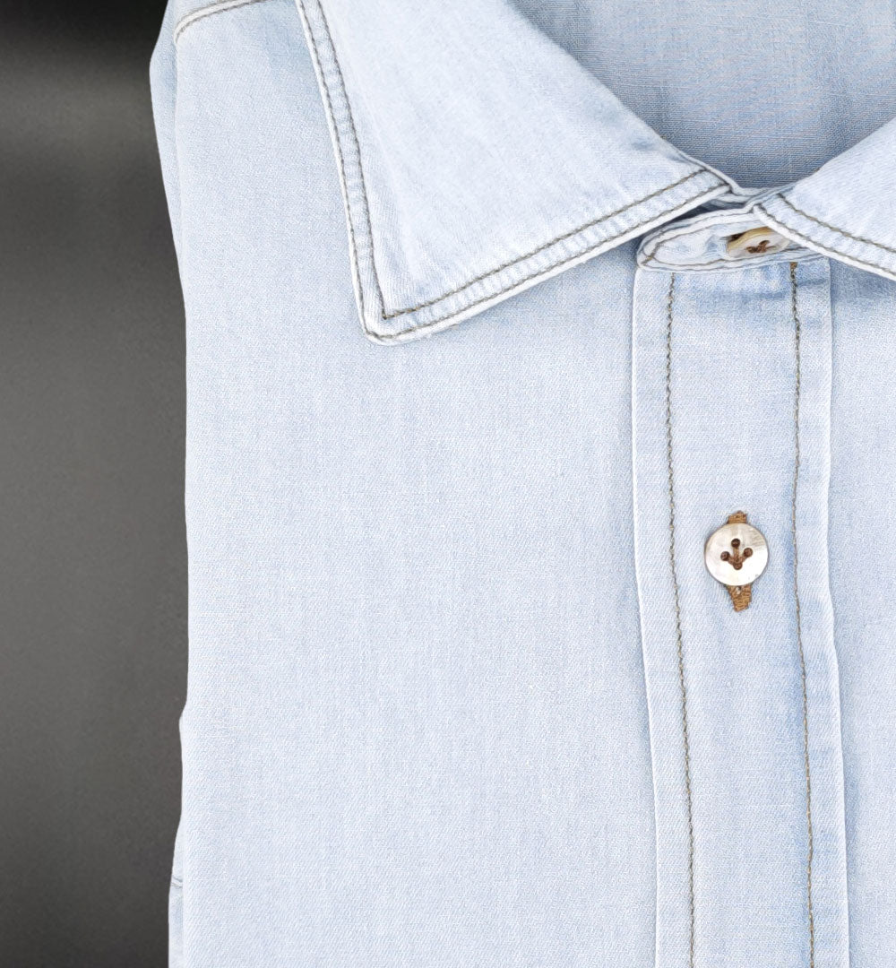 CAMICIA GIANGI X OFFICINE UOMO 9702 01 DENIM CHIARO 9702 01 DENIM CHIARO GIANGI
