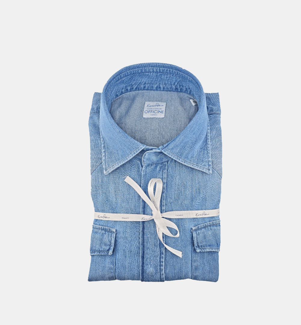 Camicia ENZO PISANO uomo 4076 Denim Medio 4076 DENIM MEDIO PISANO X OFFICINE