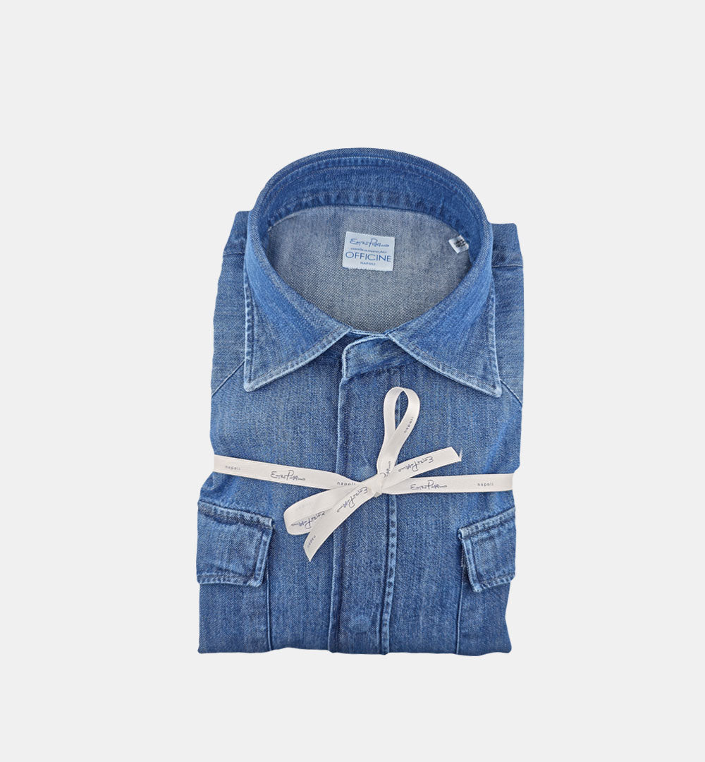 Camicia ENZO PISANO uomo 4076 Denim Scuro 4076 DENIM SCURO PISANO X OFFICINE
