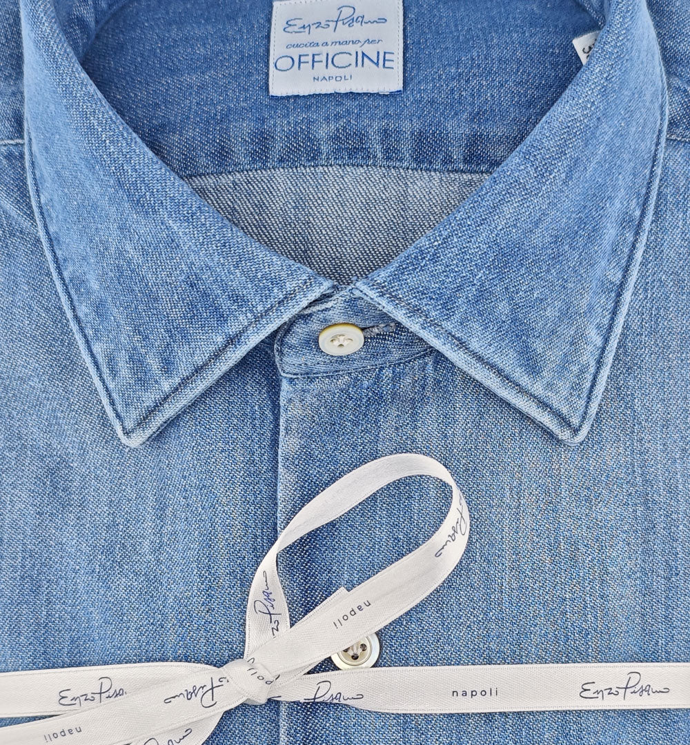 Camicia ENZO PISANO uomo 4076 510 Denim Medio 4076 510 DENIM MEDIO PISANO X OFFICINE