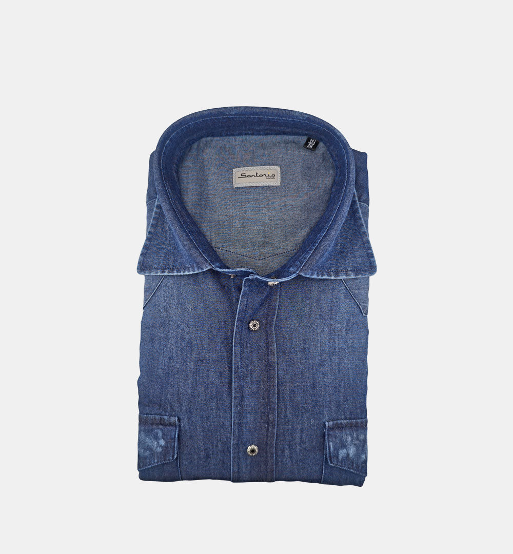Camicia SARTORIO uomo SH47160 Denim scuro SH47160 1002 DENIM SARTORIO