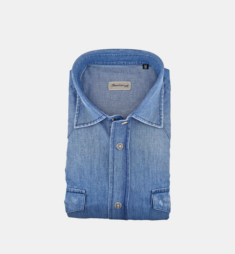 Camicia SARTORIO uomo SH47160 Denim medio SH47160 2002 DENIM SARTORIO