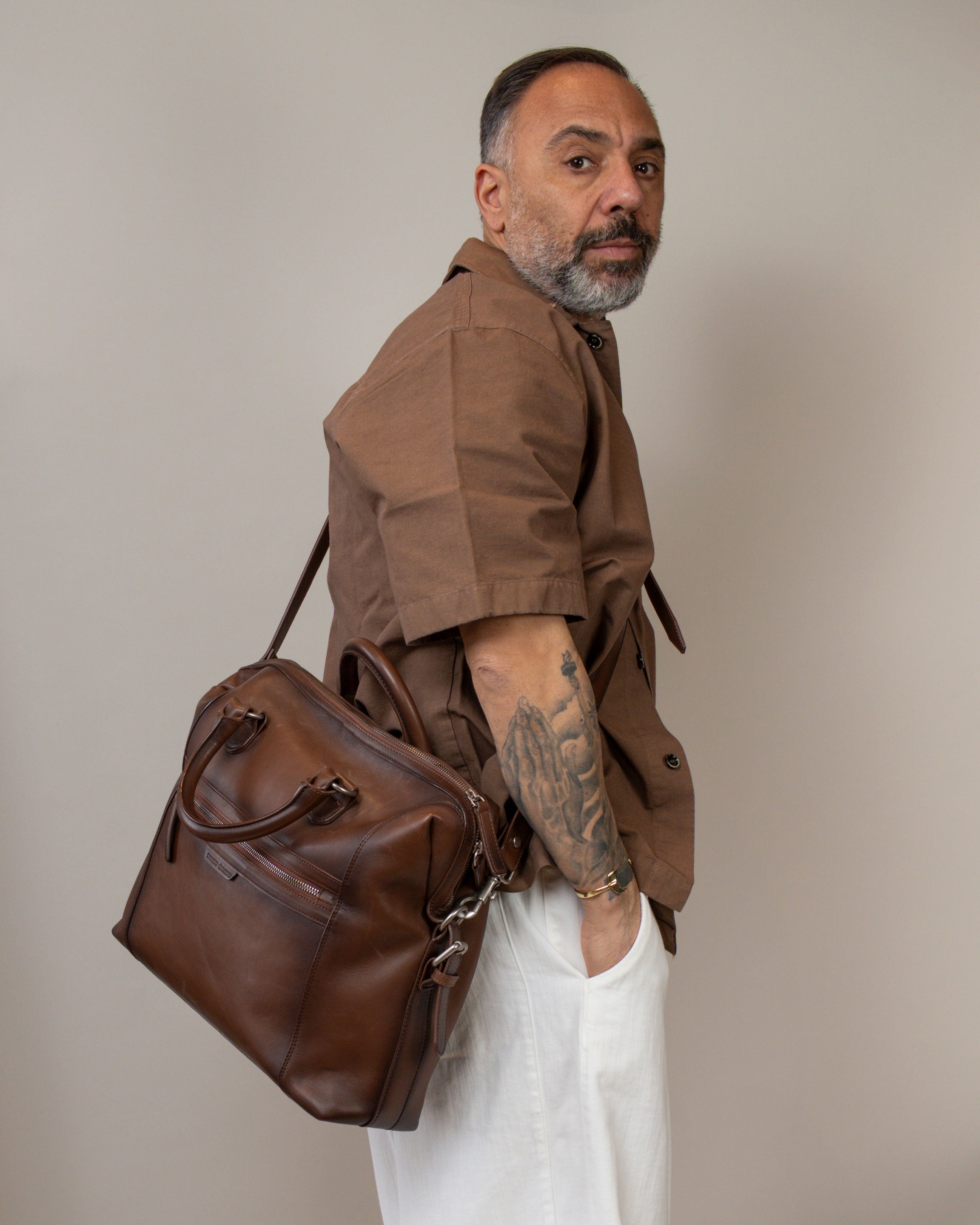 Borsa Officine Creative uomo Jules testa di moro JULES/003 BRUNO OFFICINE CREATIVE