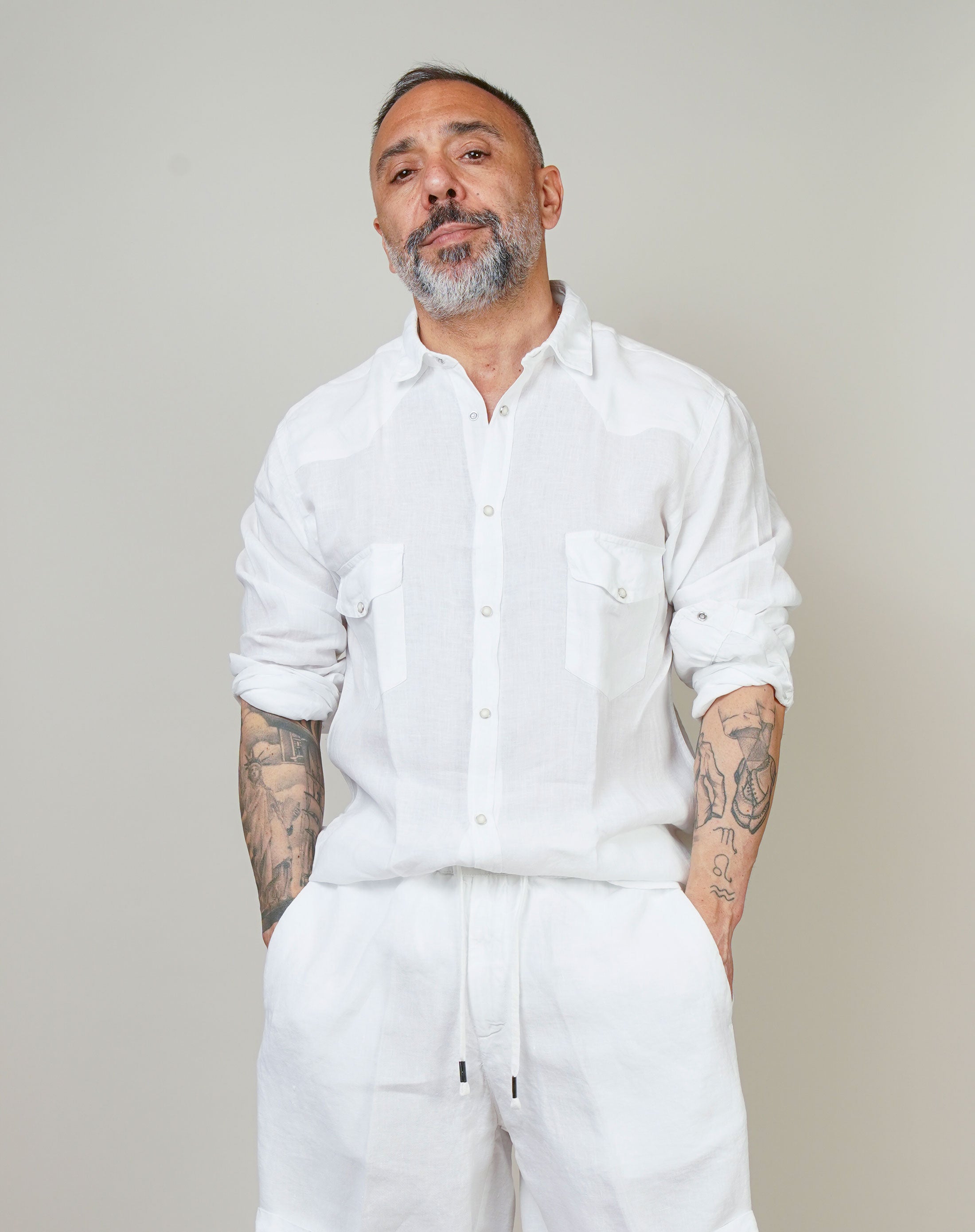 Camicia Inlinum uomo Marck baia bianca MARCK BAIA CIL02 BIANCO INLINUM