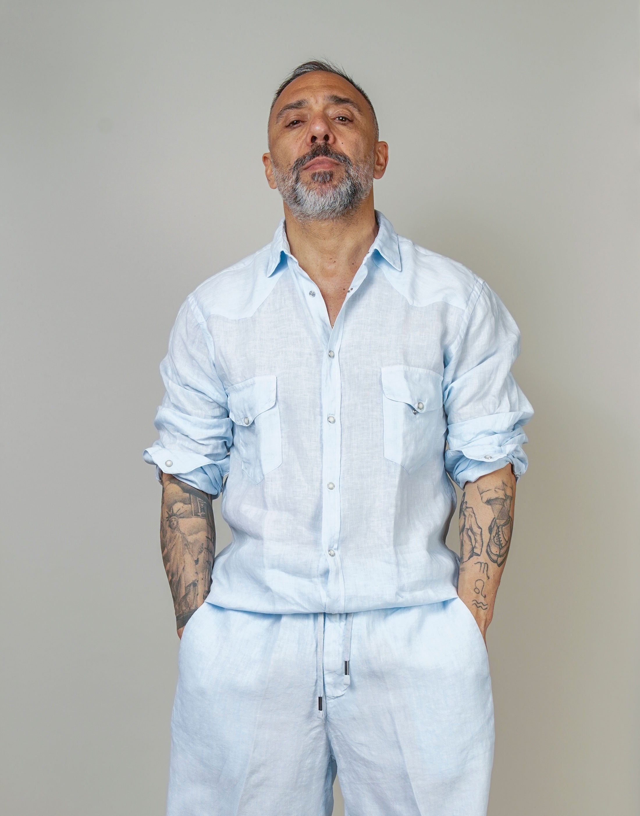 Camicia Inlinum uomo Marck baia celeste MARCK BAIA CIL02 CELESTE INLINUM
