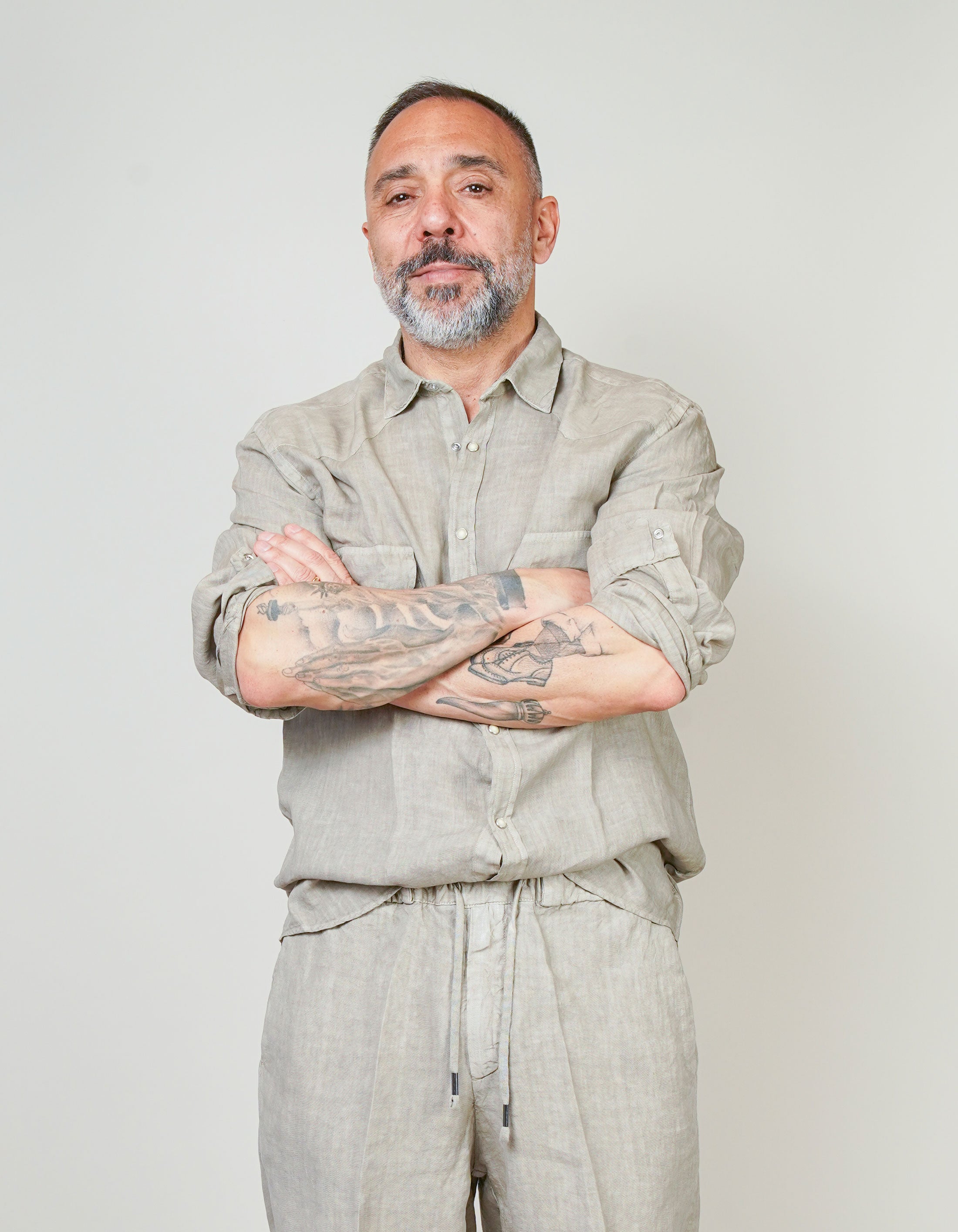 Camicia Inlinum uomo Marck baia fango MARCK BAIA CIL02 FANGO INLINUM