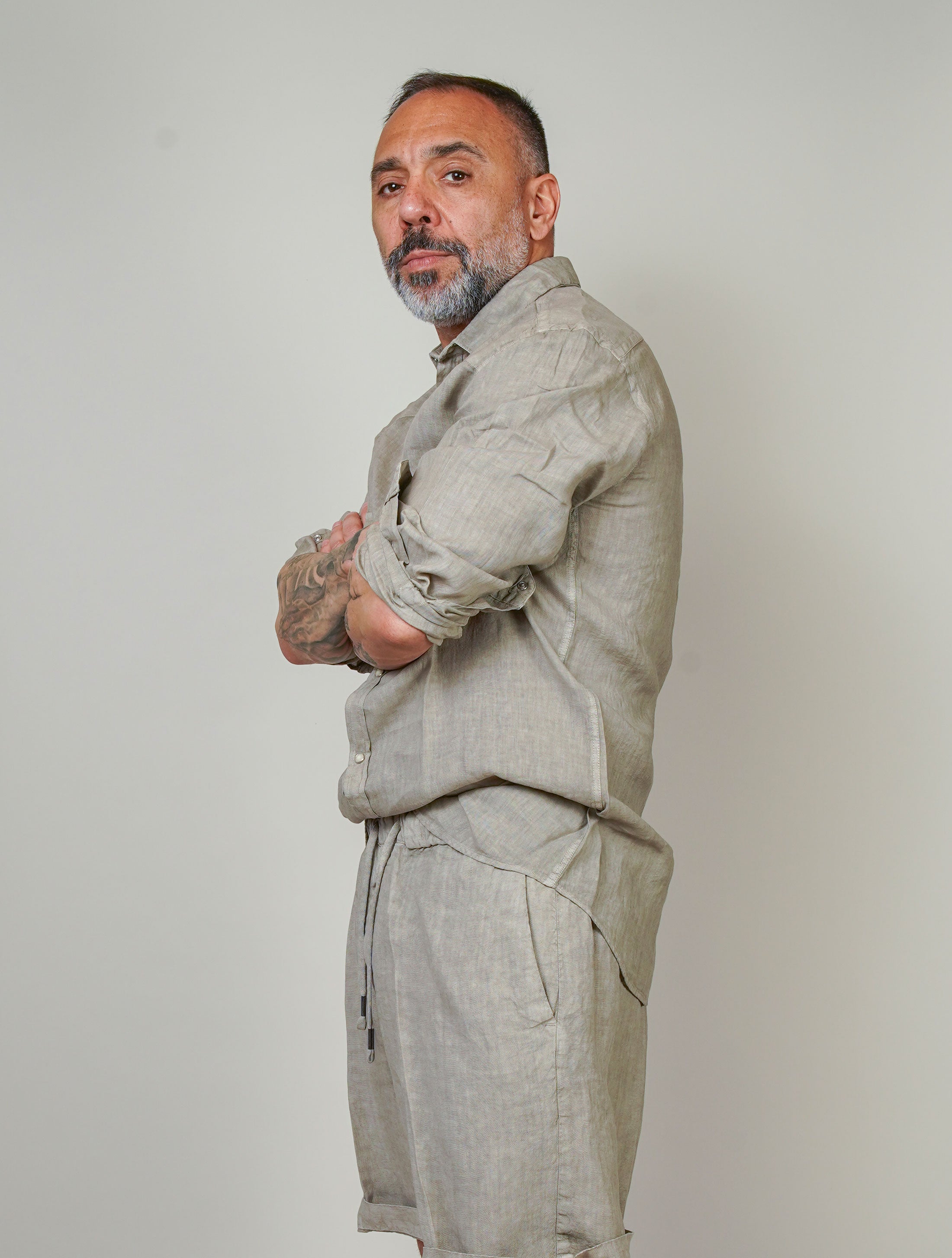 Camicia Inlinum uomo Marck baia fango MARCK BAIA CIL02 FANGO INLINUM