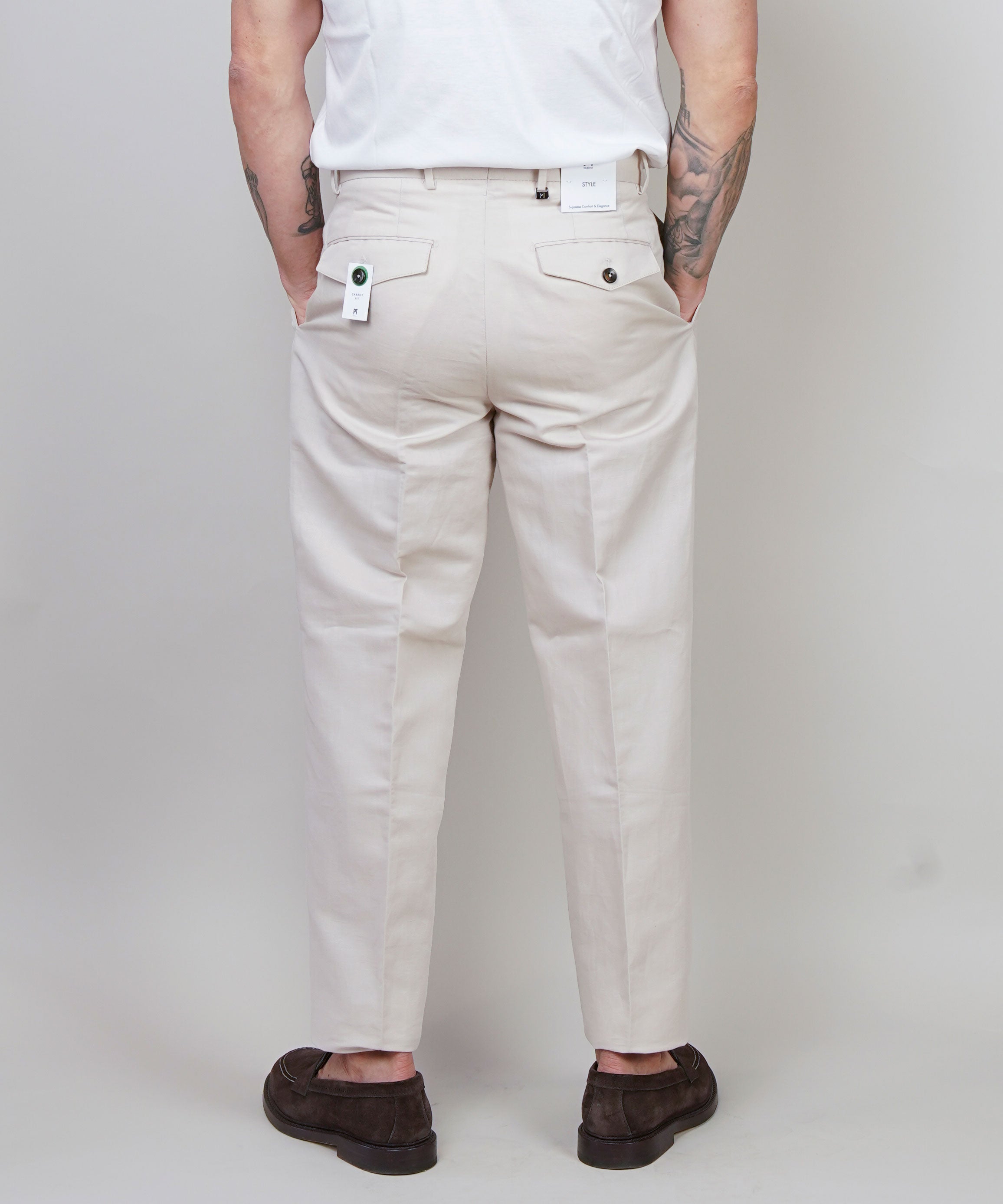 Pantalone PT Torino uomo Carrot avorio CARROT FIT PU38 015 PT TORINO