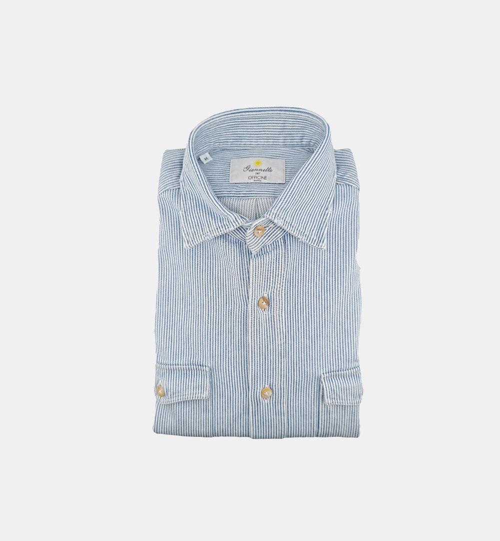 Camicia Giannetto Portofino uomo 61386 bianca celeste CAMICIA 61386 2254 47 A SANFORT