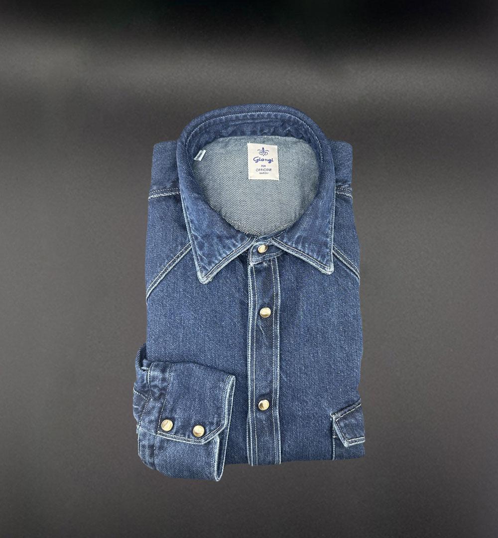 Camicia Giangi x Officine uomo Osiride blu medio OSIRIDE DENIM MEDIO GIANGI