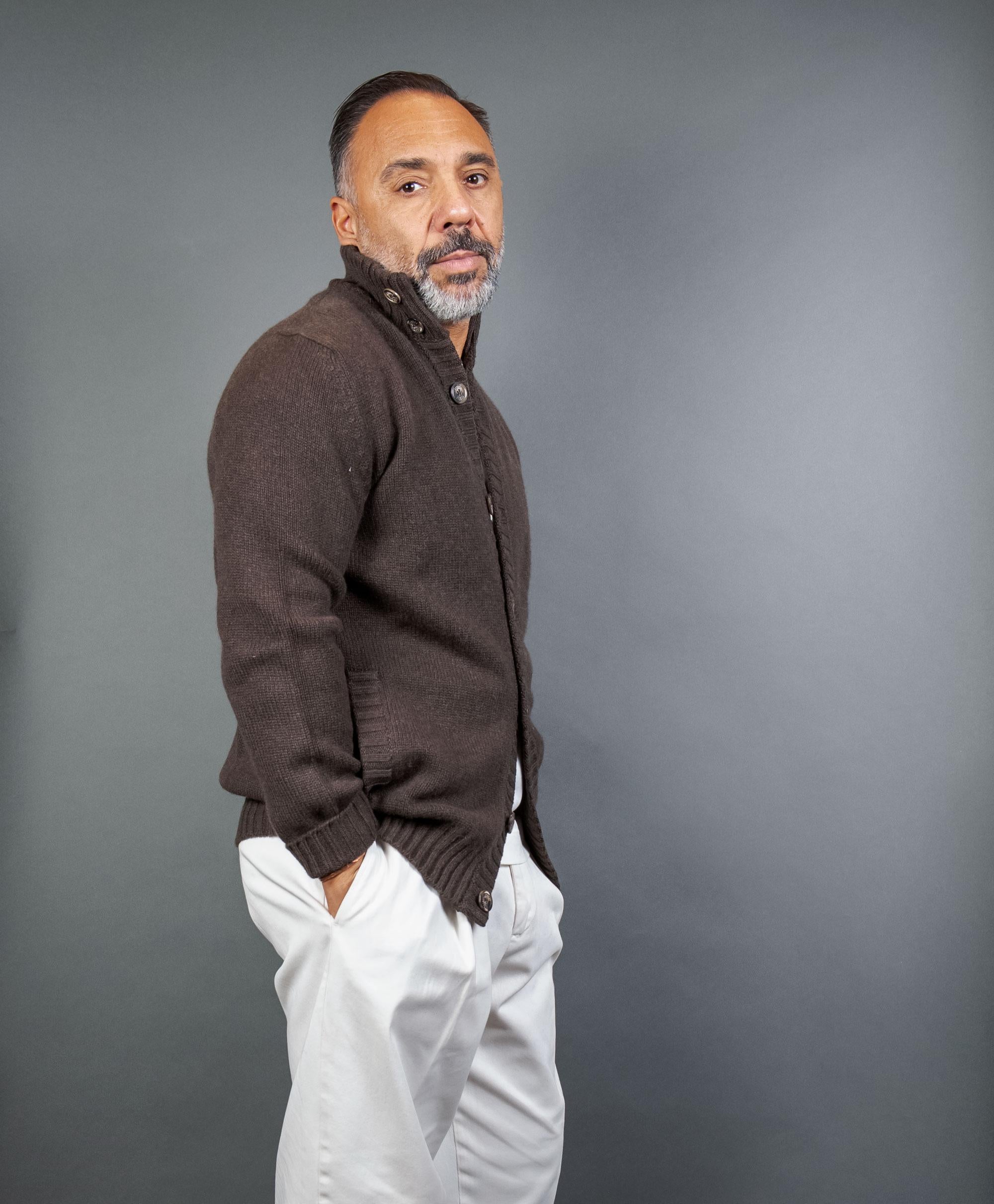 Cardigan FEDELI uomo FAVONIUS 6488 Coffee<BR/> FAVONIUS 6488 COFFEE FEDELI