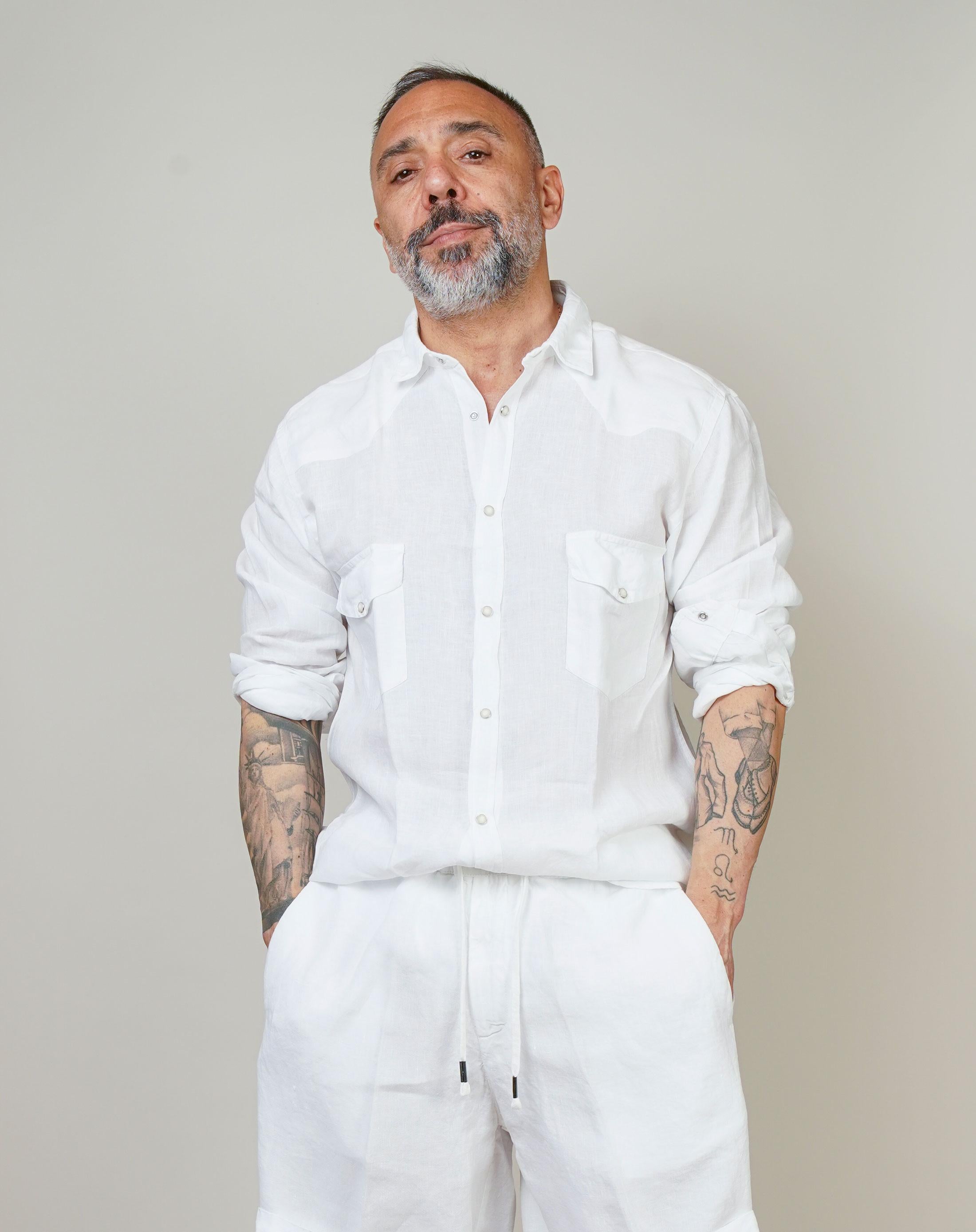 Camicia Inlinum uomo Marck baia bianca MARCK BAIA CIL02 BIANCO INLINUM