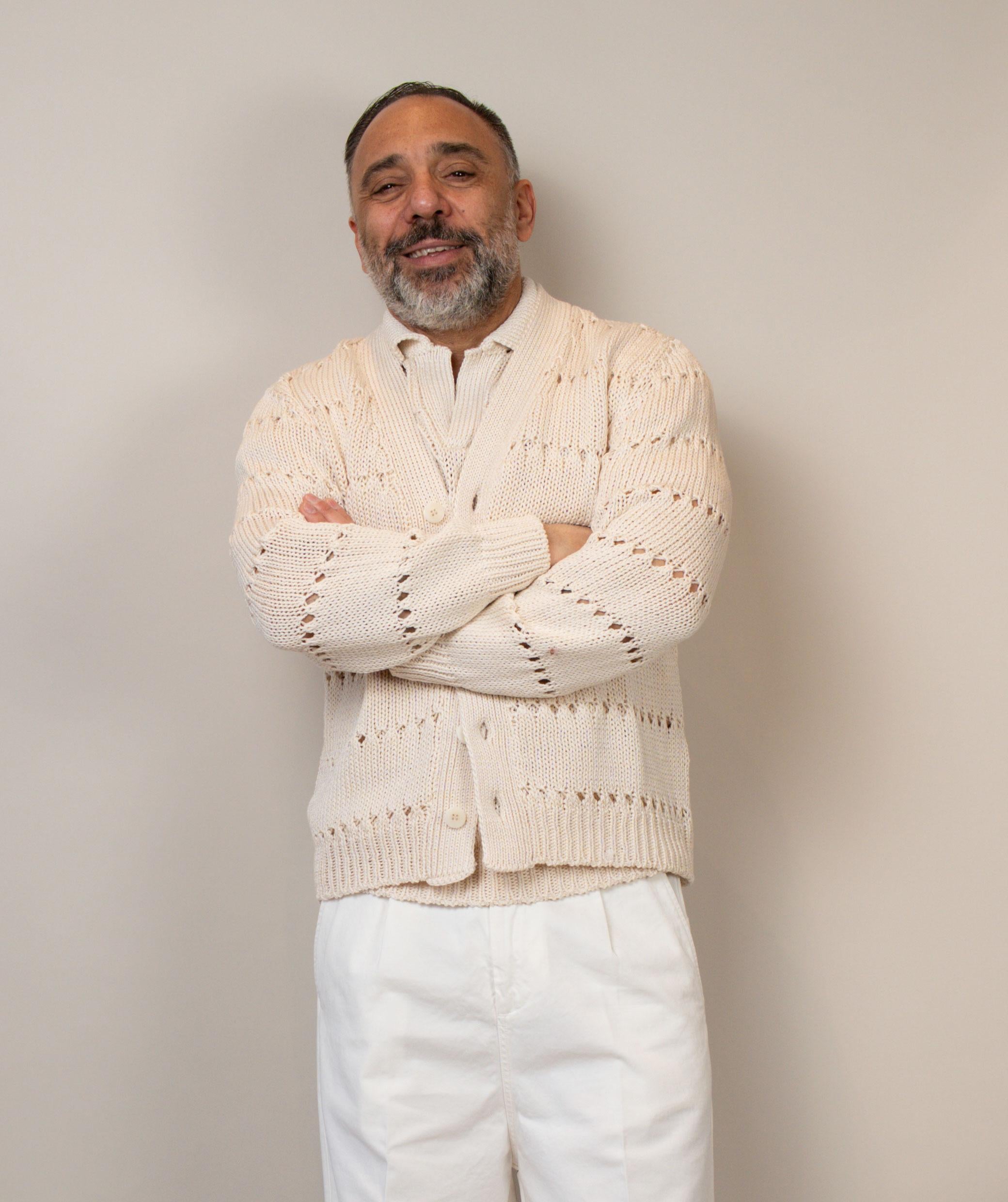Cardigan Daniele Fiesoli uomo 4070 ecrù CARDIGAN 4070 100 DANIELE FIESOLI