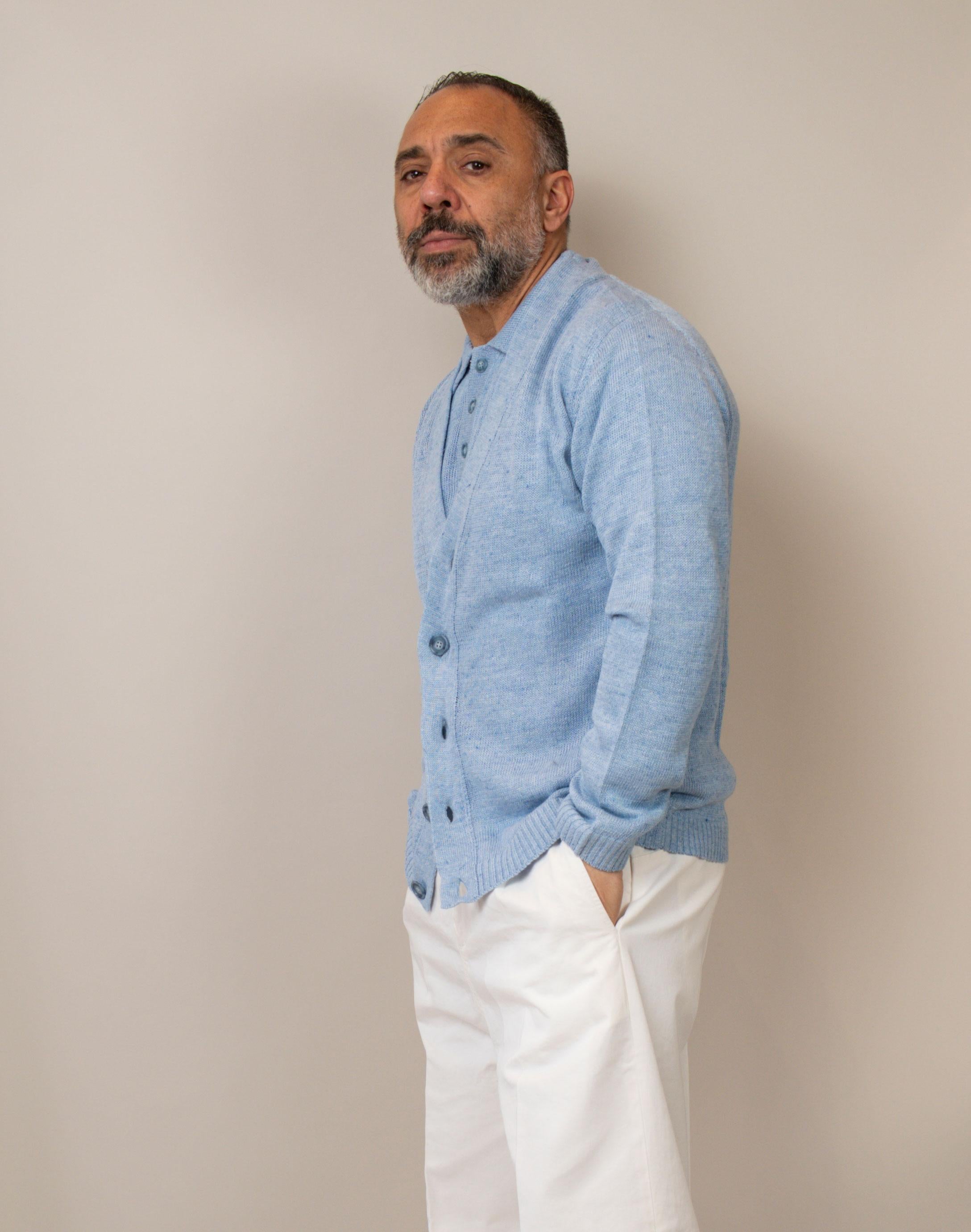 Cardigan Daniele Fiesoli uomo 3080 celeste CARDIGAN 3080 020 DANIELE FIESOLI
