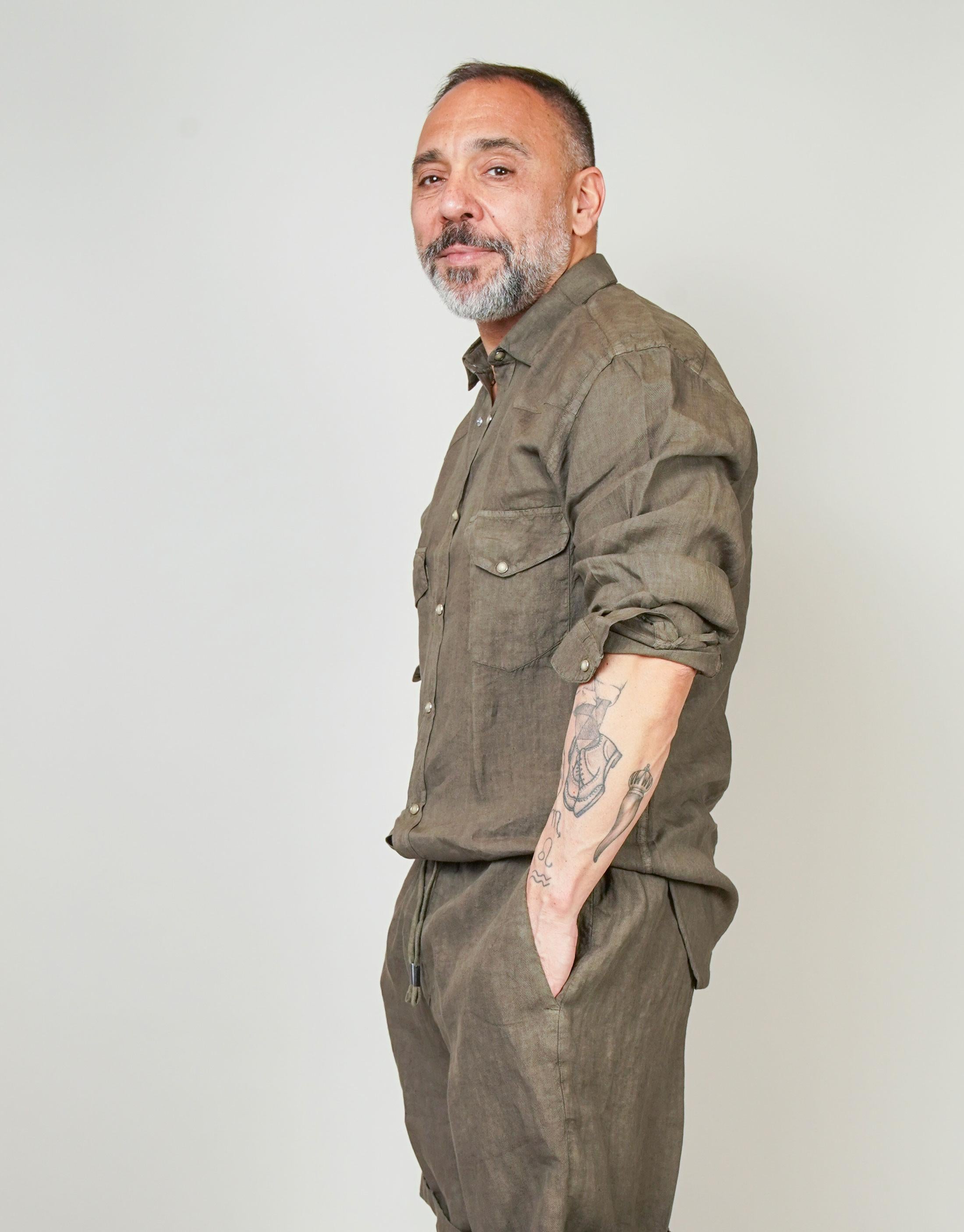 Camicia Inlinum uomo Marck baia militare MARCK BAIA CIL02 MILITARE INLINUM