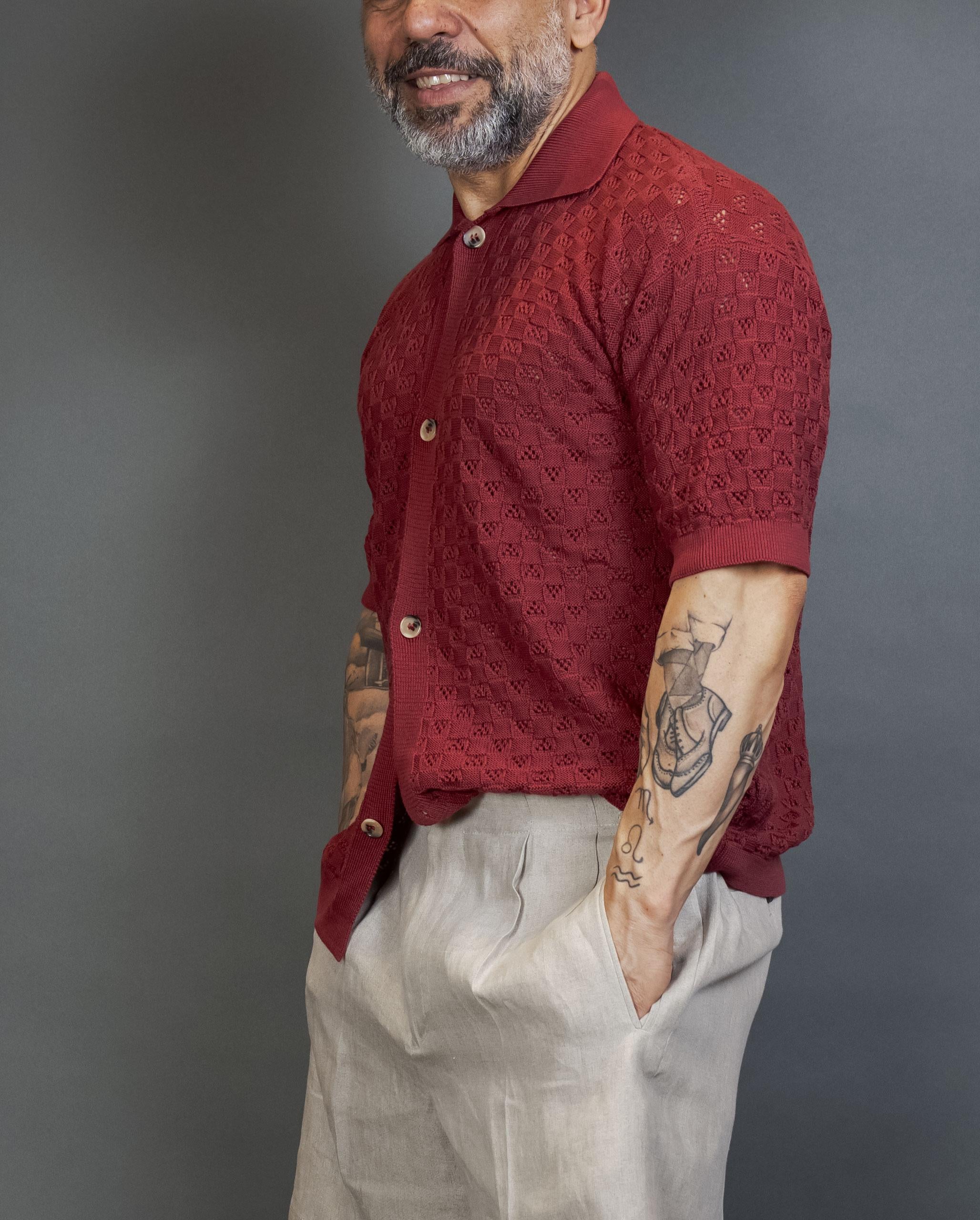 Overshirt Scaglione uomo UPC073 Square cherry UPC073 683 DK CHERRY SCAGLIONE