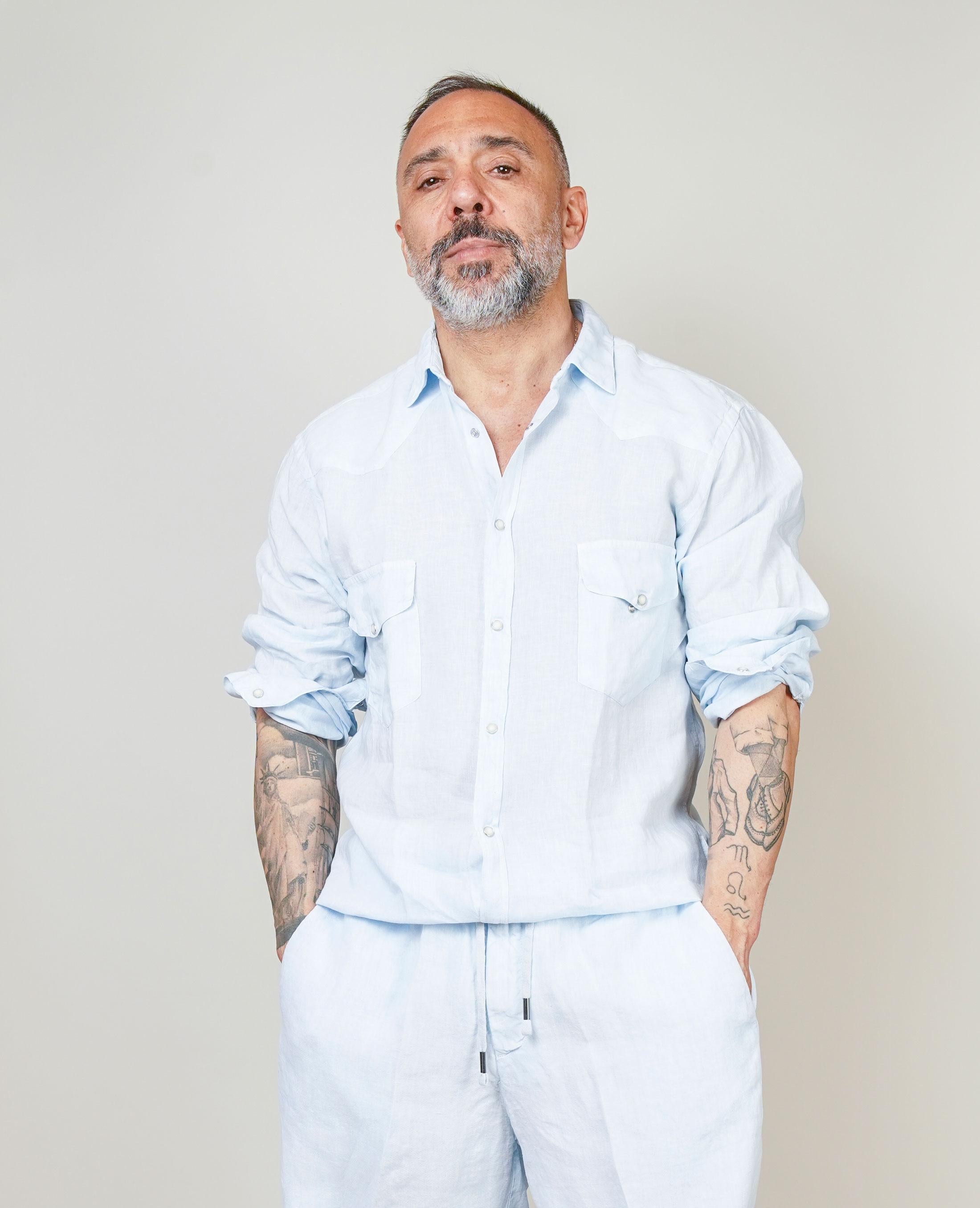Camicia Inlinum uomo Marck baia celeste MARCK BAIA CIL02 CELESTE INLINUM