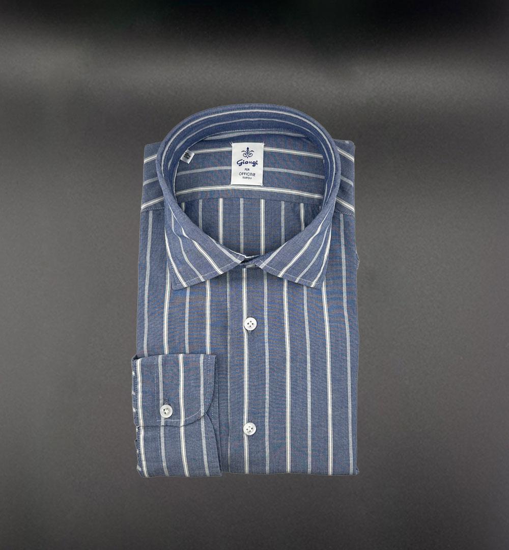 Camicia Giangi uomo 8220 57003 R.DENIM cotone a righe 8220 5700 3 R.DENIM GIANGI