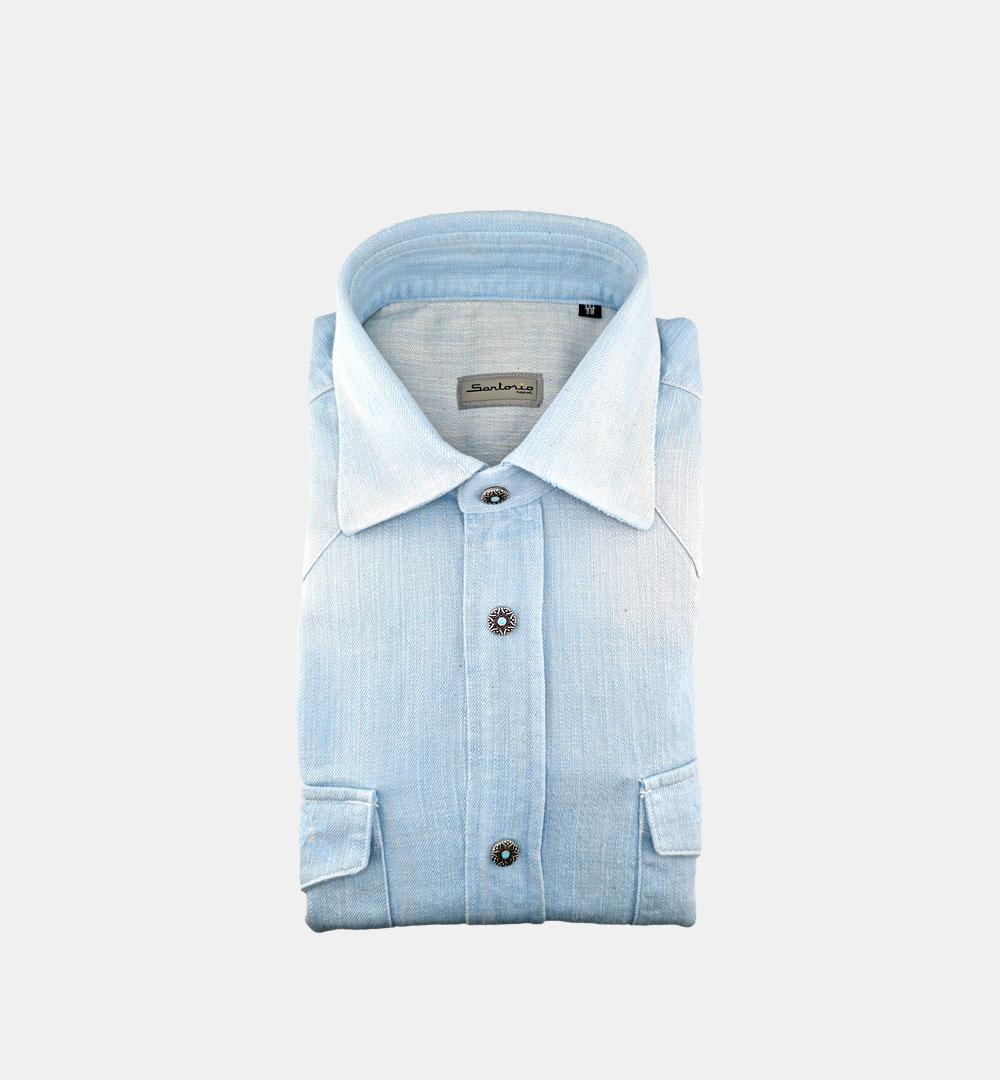 Camicia Sartorio uomo Texas denim celeste TEXAS 463302002 SARTORIO