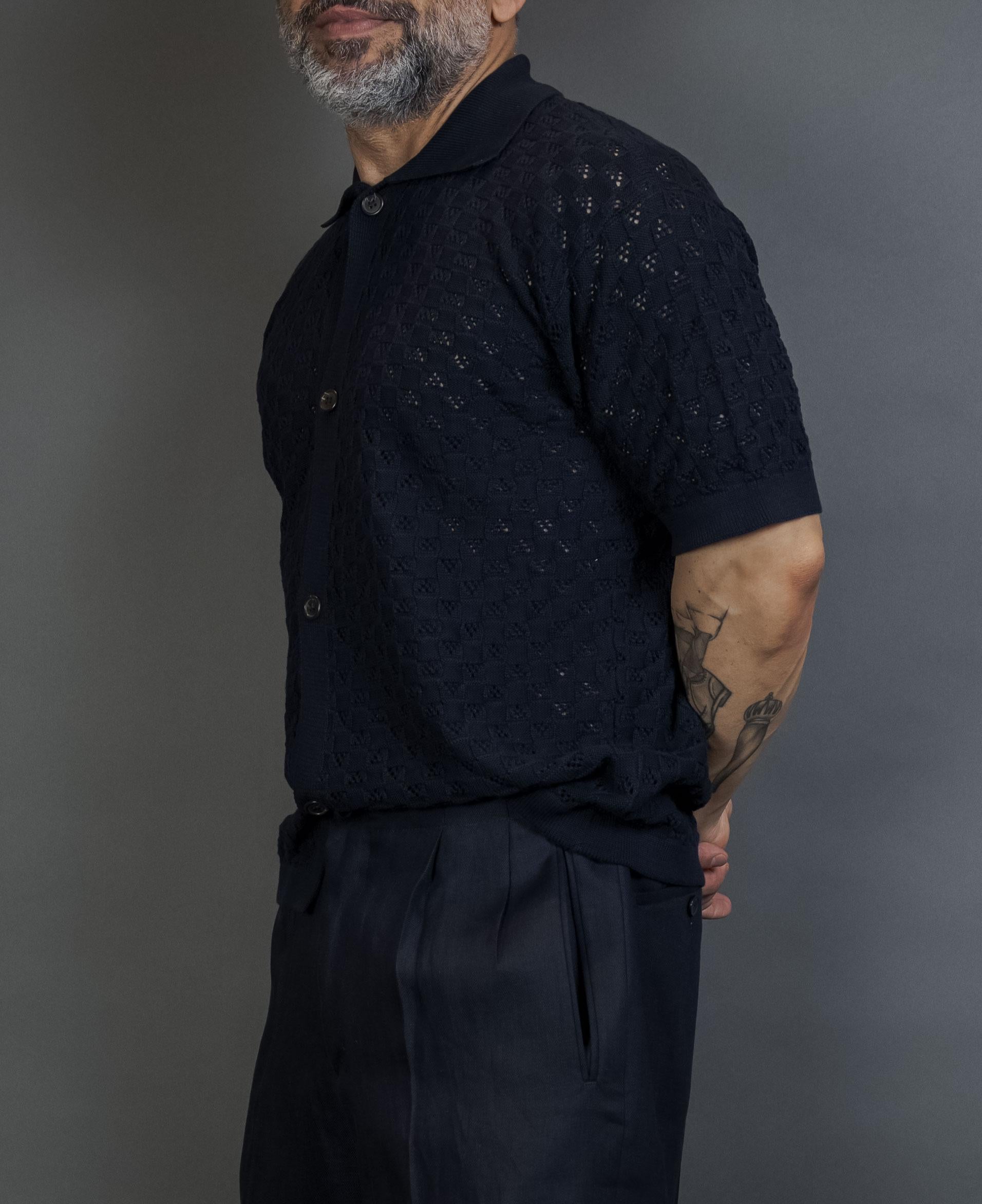 Overshirt Scaglione uomo UPC073 Square navy UPC073 100 NAVY SCAGLIONE