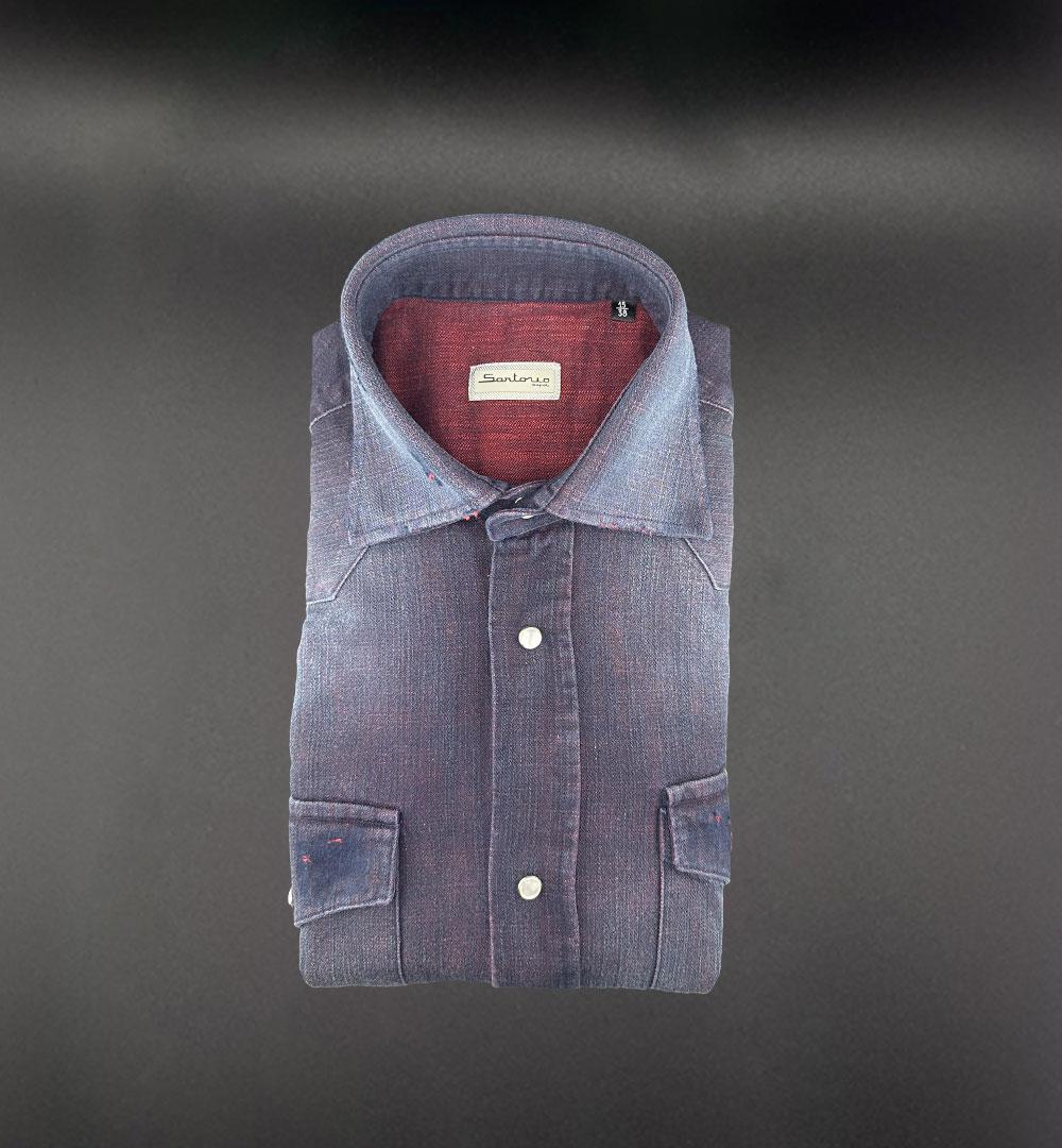 Camicia Sartorio uomo SCC0001SH45350 blu SCC0001SH45350 1008 DENIM FIAMMATA ROSSA SARTORIO