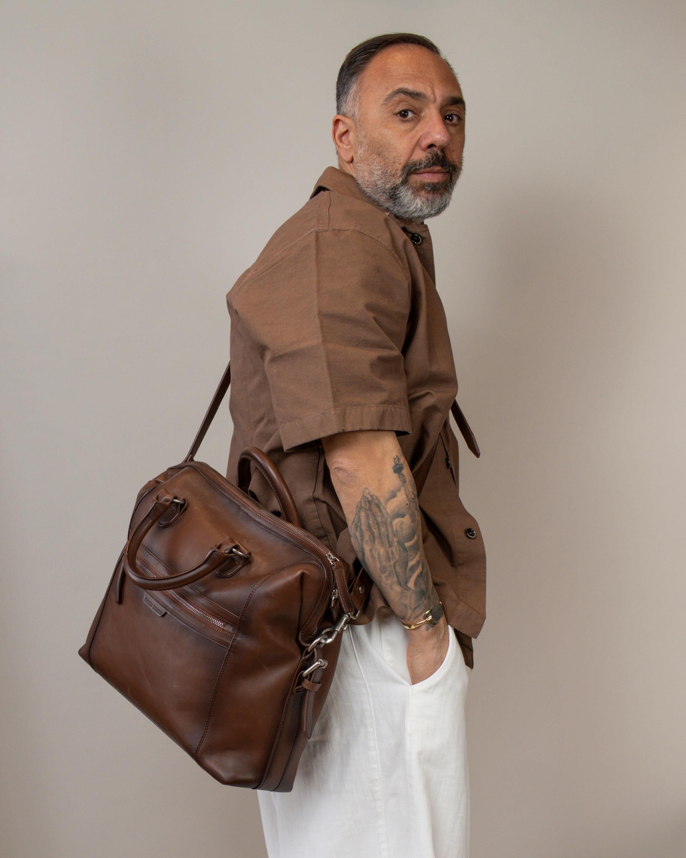 Borsa Officine Creative uomo Jules testa di moro JULES/003 BRUNO OFFICINE CREATIVE