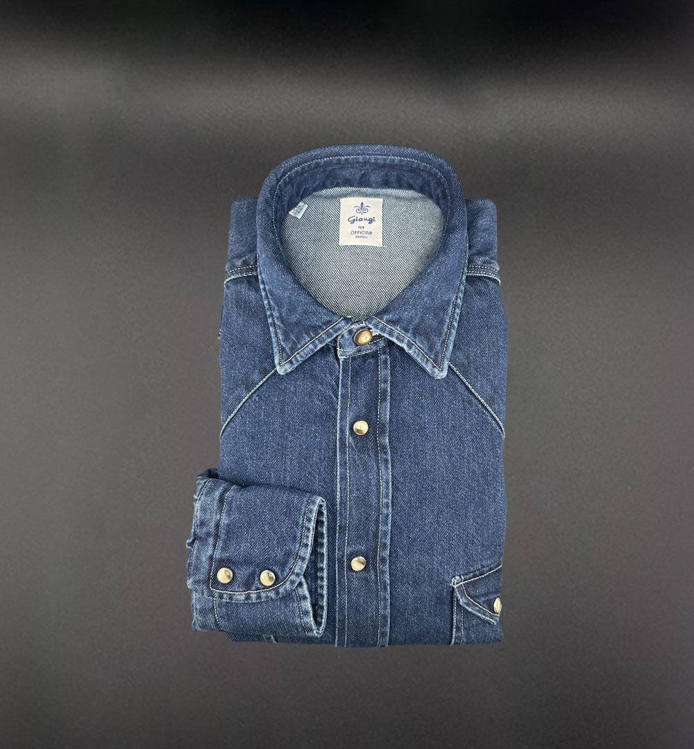 Camicia Giangi x Officine uomo Osiride pence blu OSIRIDE PENCE DENIM MEDIO GIANGI
