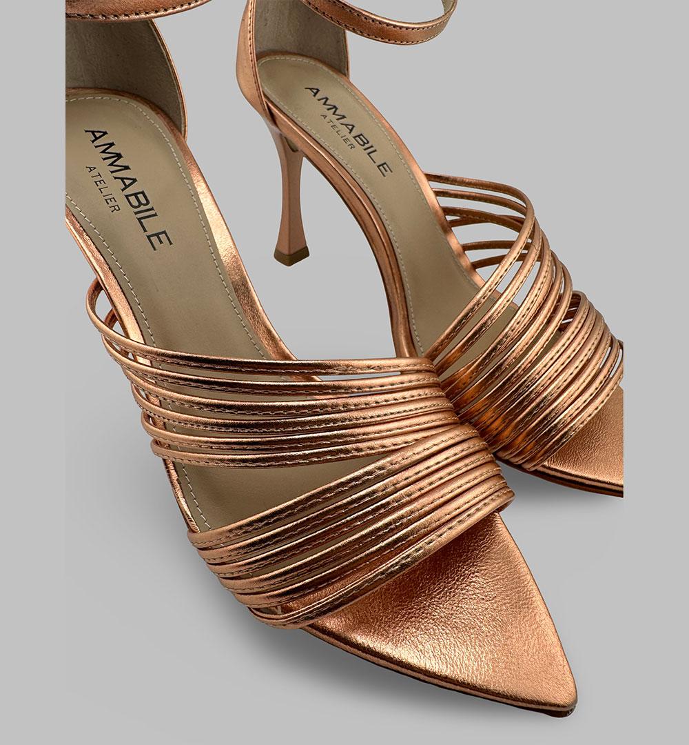Sandali Ammabile donna 6010501 cipria pelle tacco 9<BR/> 6010501 TACCO FIOCCO AMMABILE