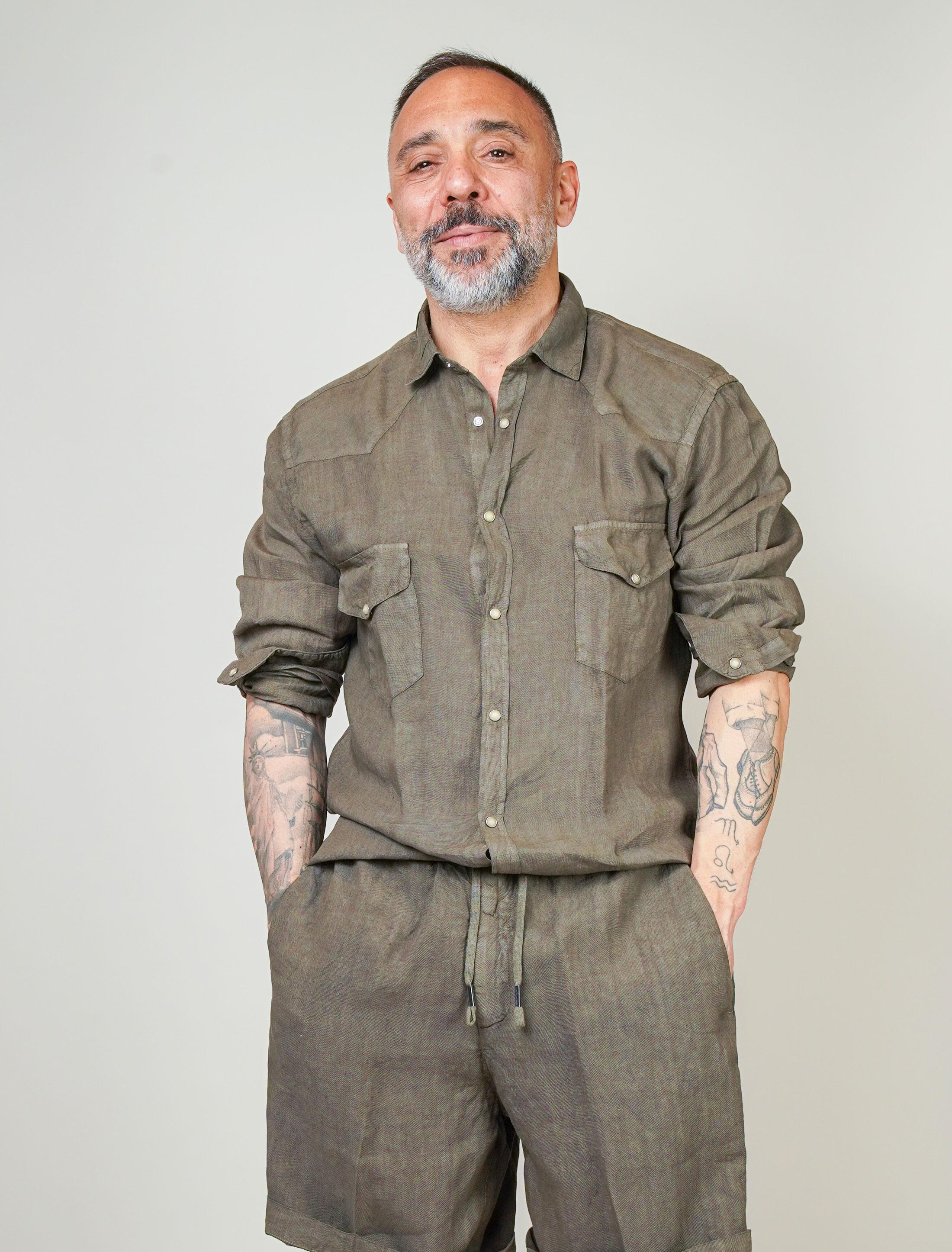 Camicia Inlinum uomo Marck baia militare MARCK BAIA CIL02 MILITARE INLINUM