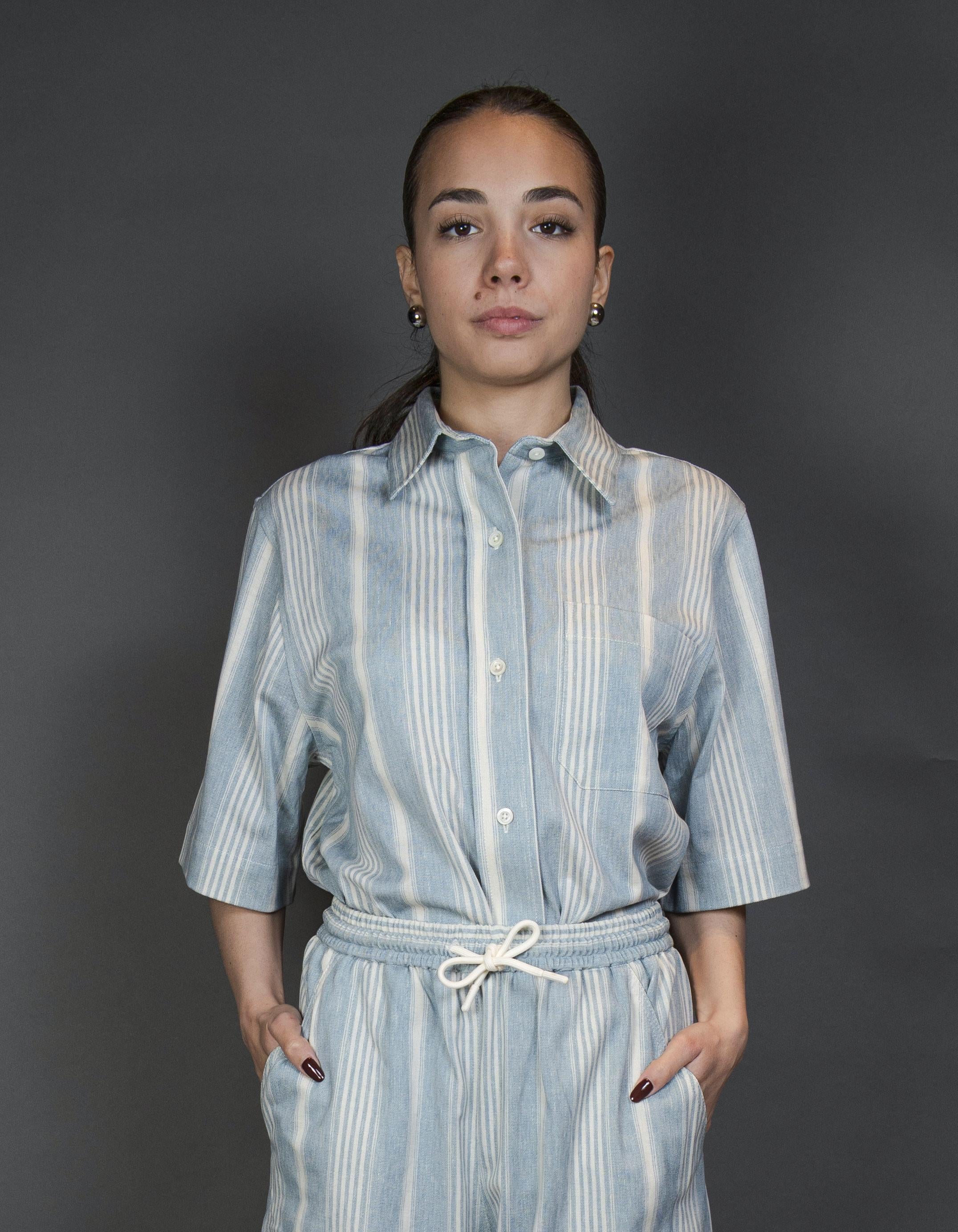 Camicia Circolo Donna FD3480 striped linen azzurra FD3480 RIGA REDDISH BROWN CIRCOLO