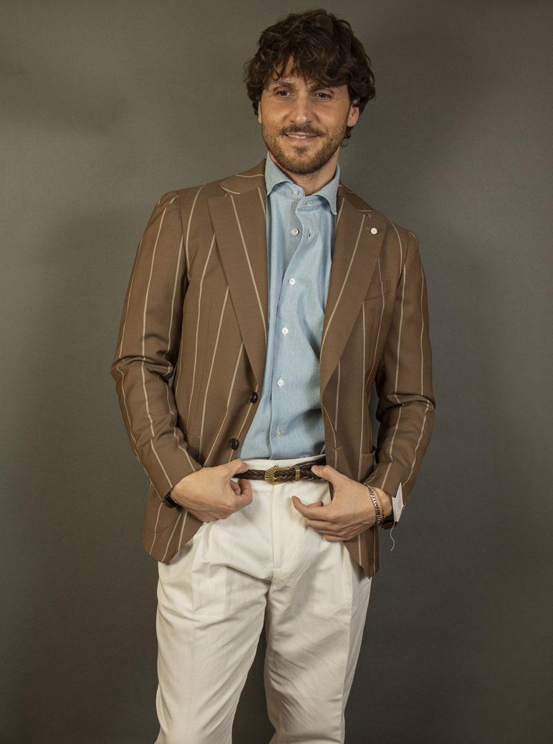Giacca Luigi Bianchi uomo 2611 fango 2611 53359 6 GESSATO LUIGI BIANCHI MANTOVA