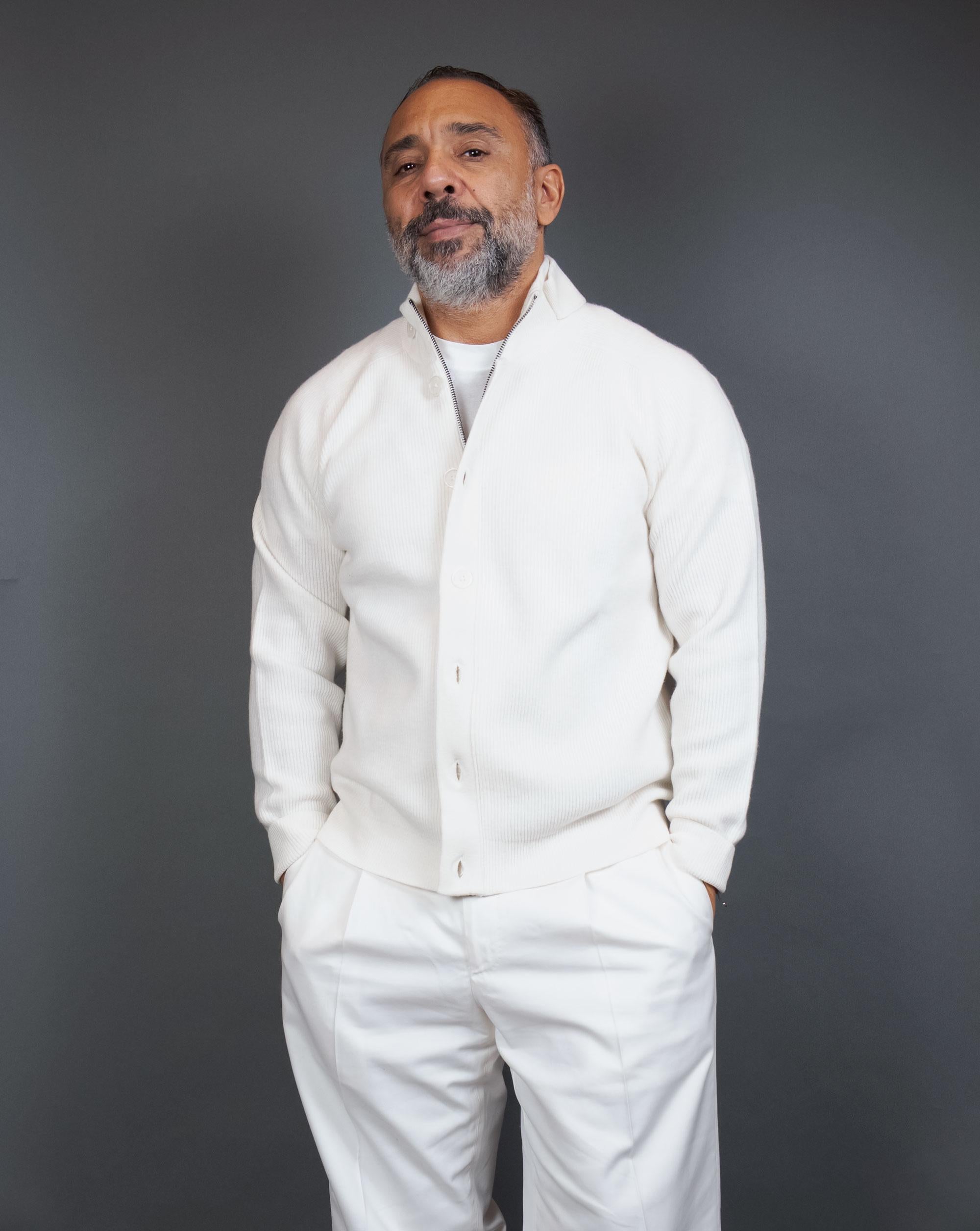 Cardigan CLAQ uomo CQ920025 Bianco<BR/> CQ920025 BIANCO CLAQ