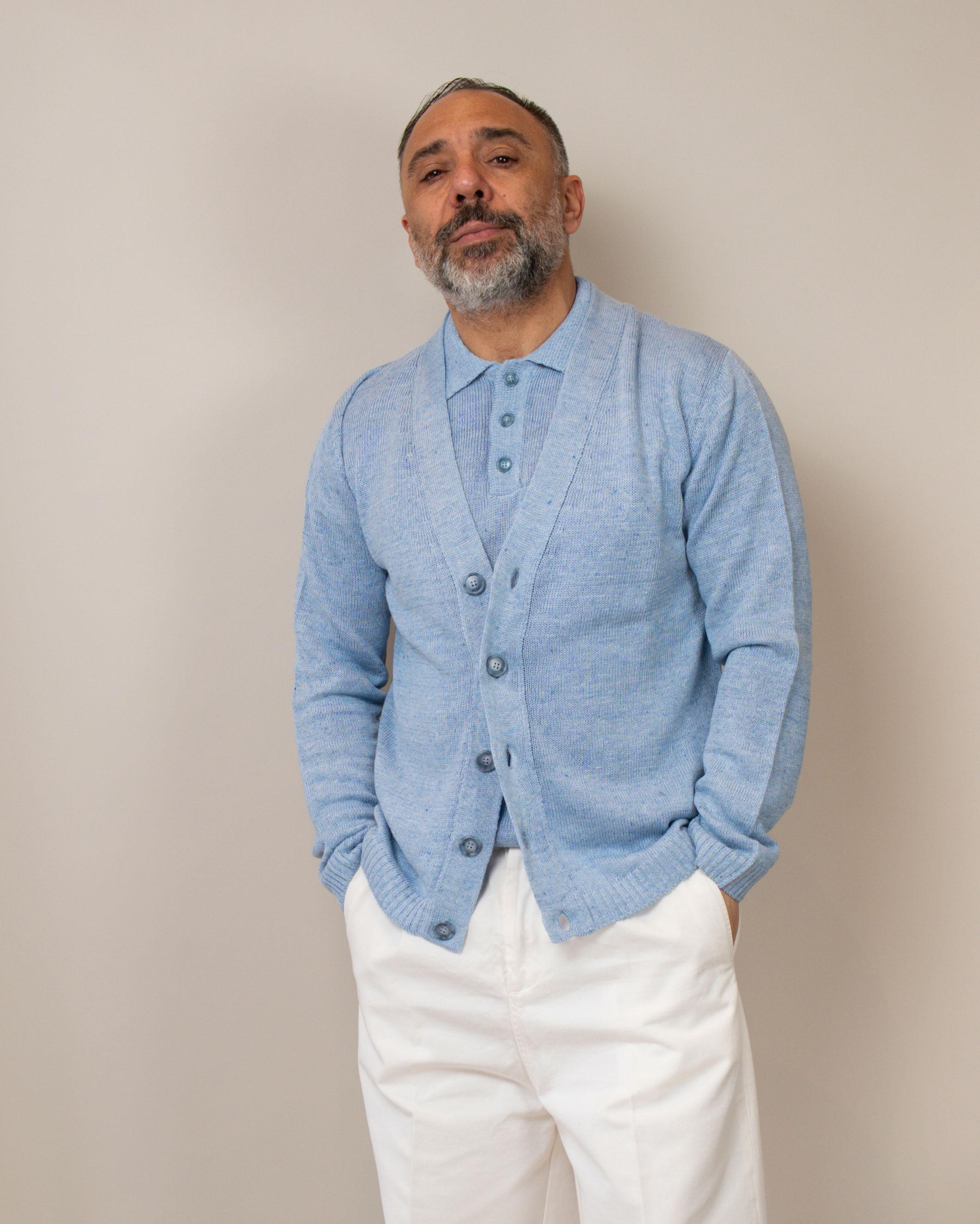 Cardigan Daniele Fiesoli uomo 3080 celeste CARDIGAN 3080 020 DANIELE FIESOLI