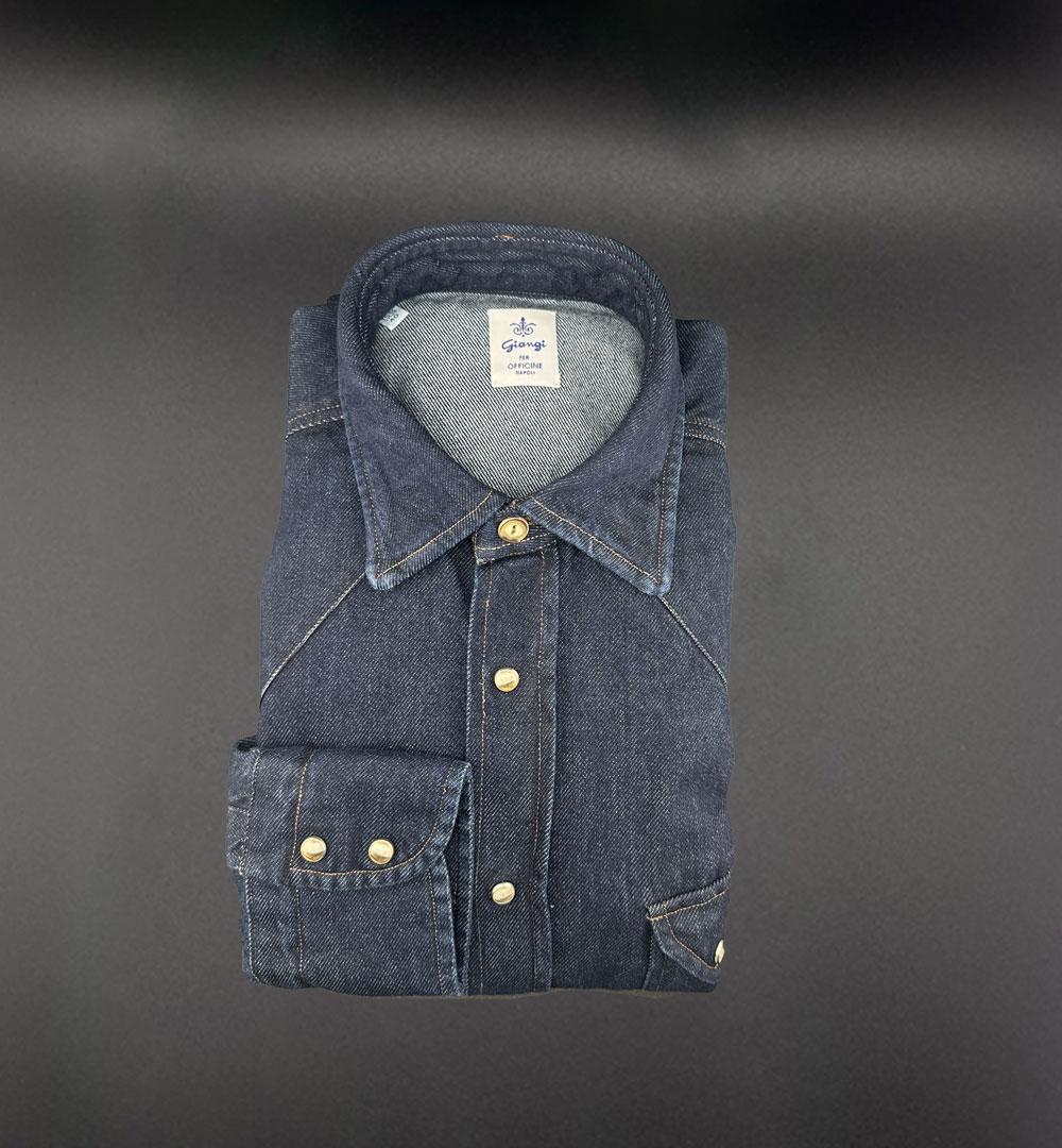 Camicia Giangi x Officine uomo Osiride pence blu OSIRIDE PENCE DENIM SCURO GIANGI