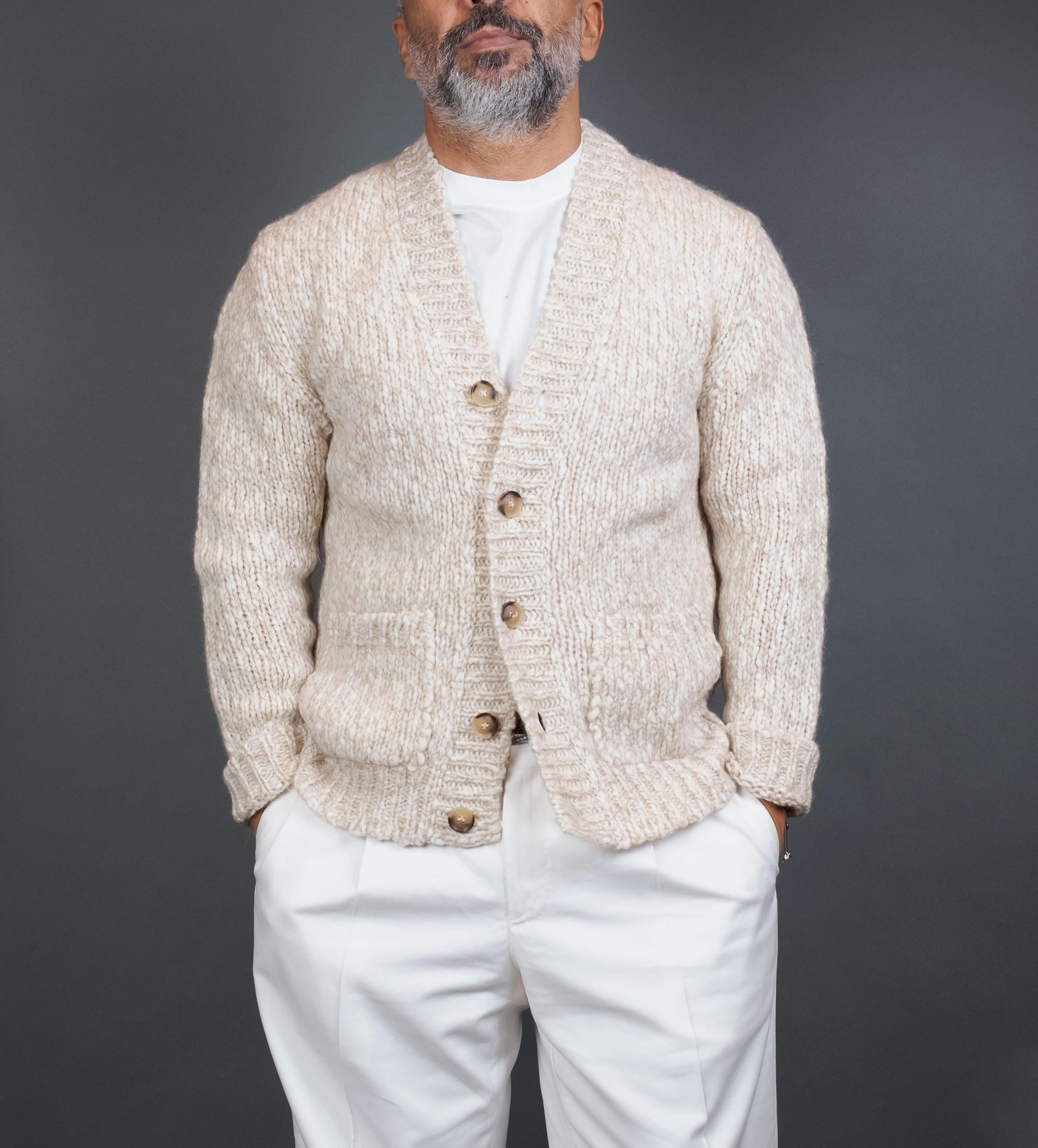 Cardigan SETTEFILI CASHMERE uomo RACRECA Beige RACRECA CRE1 BEIGE SETTEFILI CASHMERE