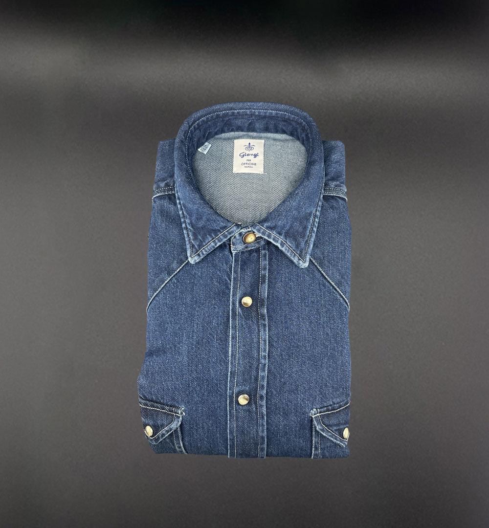 Camicia Giangi x Officine uomo Osiride pence blu OSIRIDE PENCE DENIM MEDIO GIANGI