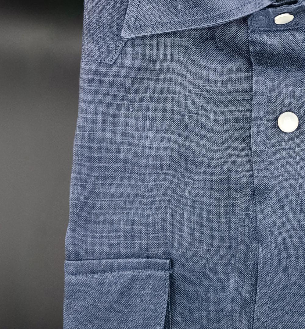 Camicia SARTORIO uomo TEXAS Blu lino TEXAS 464204004 SARTORIO