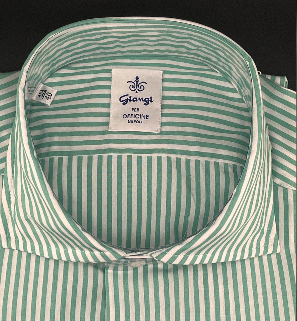 Camicia Giangi uomo 5703 verde e bianca<BR/> 5703 9302 6 VERDE GIANGI