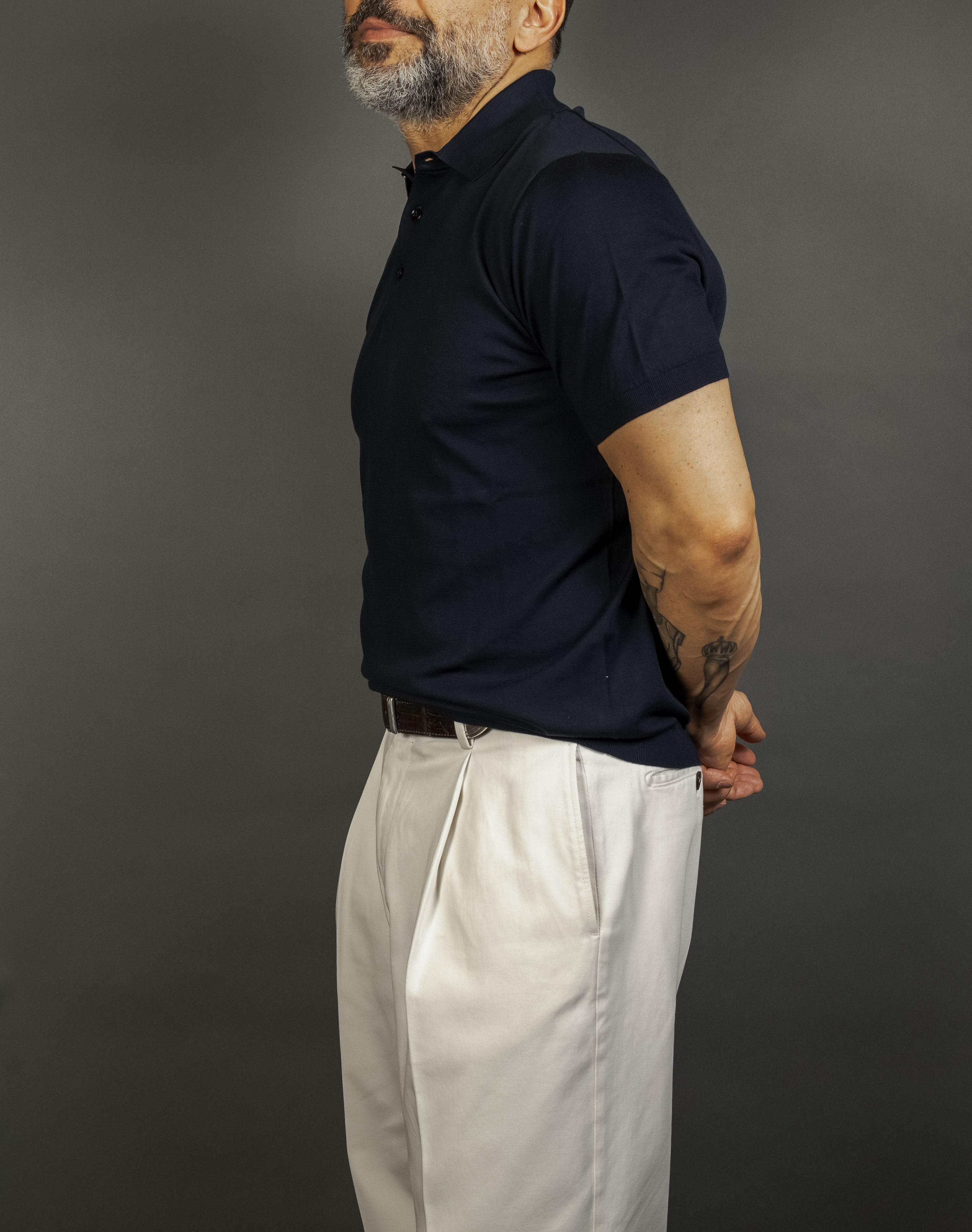 Polo Kangra uomo 1004 26 blu seta 1004 26 038 BLU KANGRA