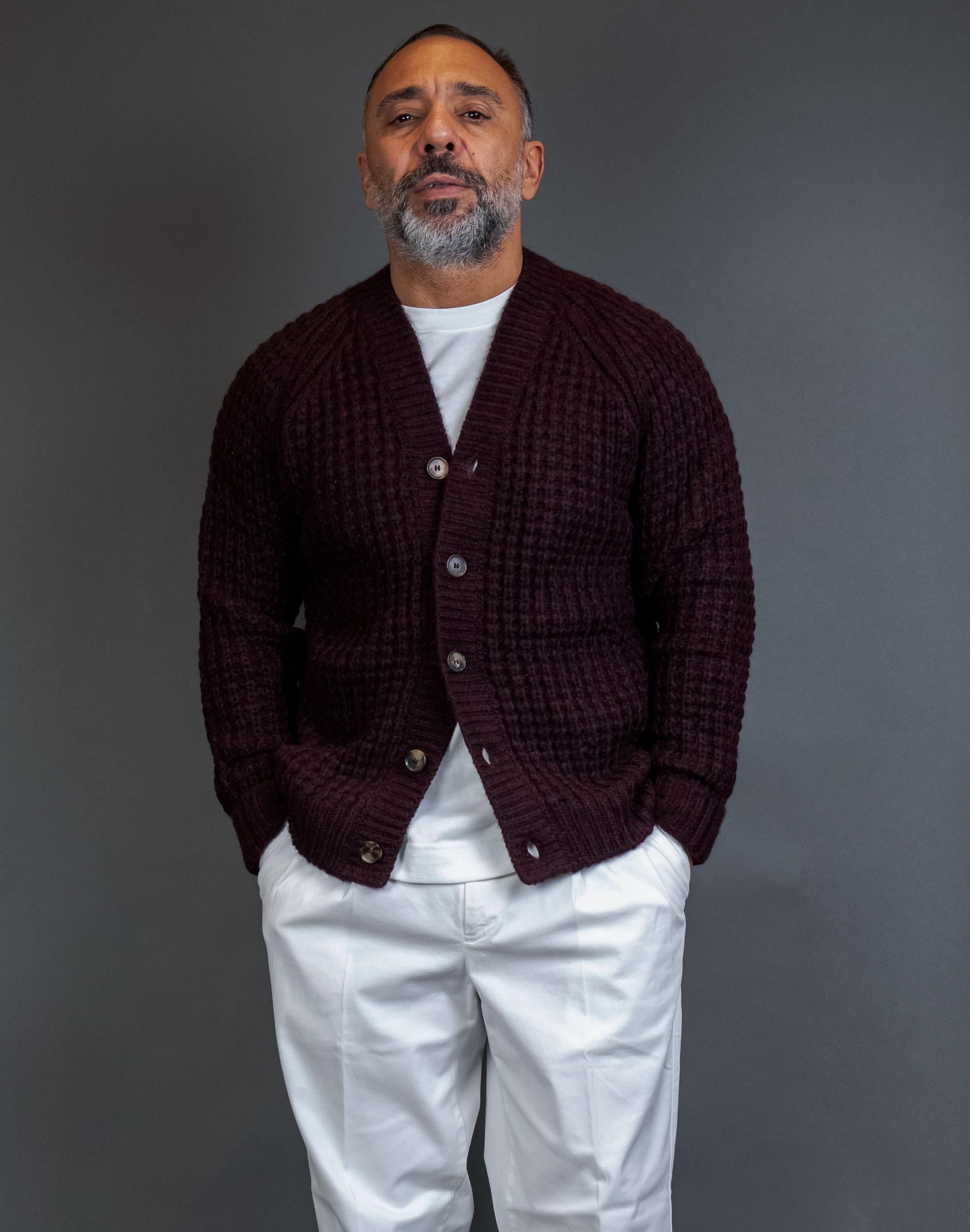 Cardigan ROBERTO COLLINA uomo 42110 Bordeaux 42110 4236 ROBERTO COLLINA