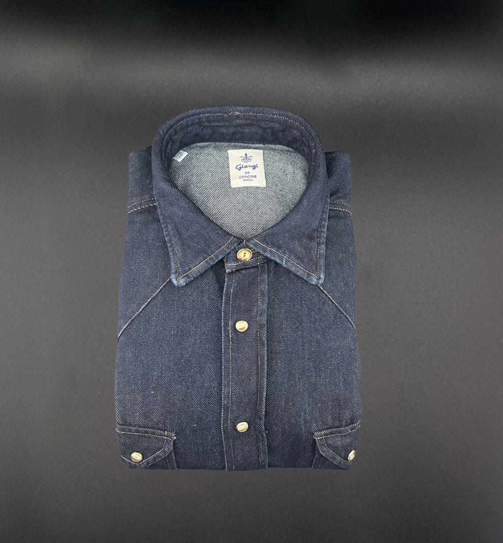 Camicia Giangi x Officine uomo Osiride pence blu OSIRIDE PENCE DENIM SCURO GIANGI
