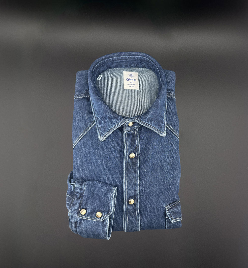 Camicia Giangi x Officine uomo Osiride blu medio OSIRIDE DENIM MEDIO GIANGI 