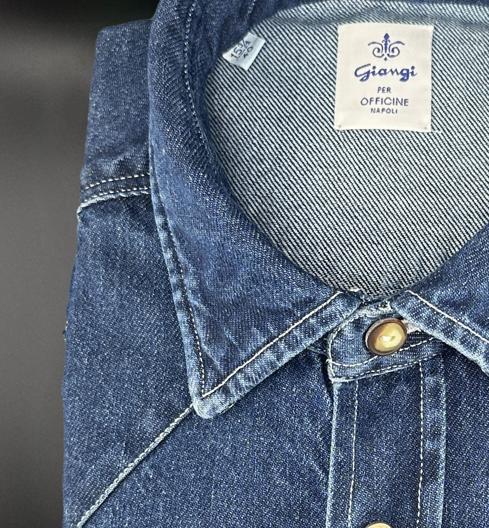 Camicia Giangi x Officine uomo Osiride pence blu OSIRIDE PENCE DENIM MEDIO GIANGI 