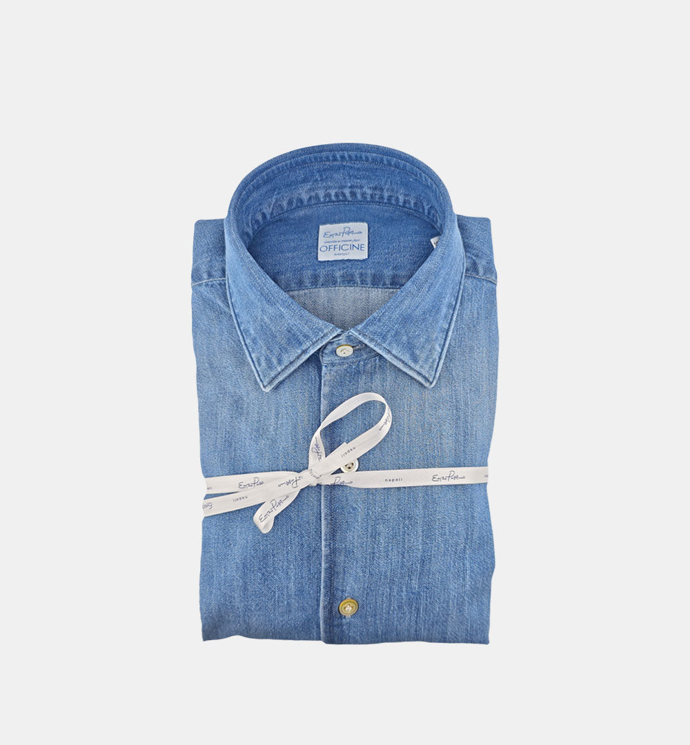 Camicia ENZO PISANO uomo 4076 510 Denim Medio 4076 510 DENIM MEDIO PISANO X OFFICINE 