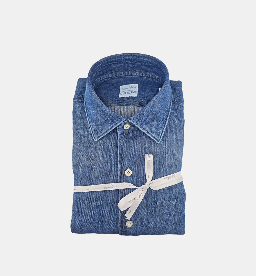 Camicia ENZO PISANO uomo 4076 510 Denim Scuro 4076 510 DENIM SCURO PISANO X OFFICINE 
