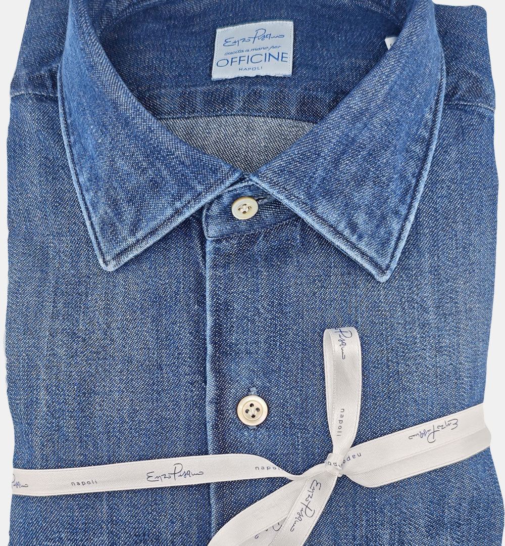 Camicia ENZO PISANO uomo 4076 510 Denim Scuro 4076 510 DENIM SCURO PISANO X OFFICINE 