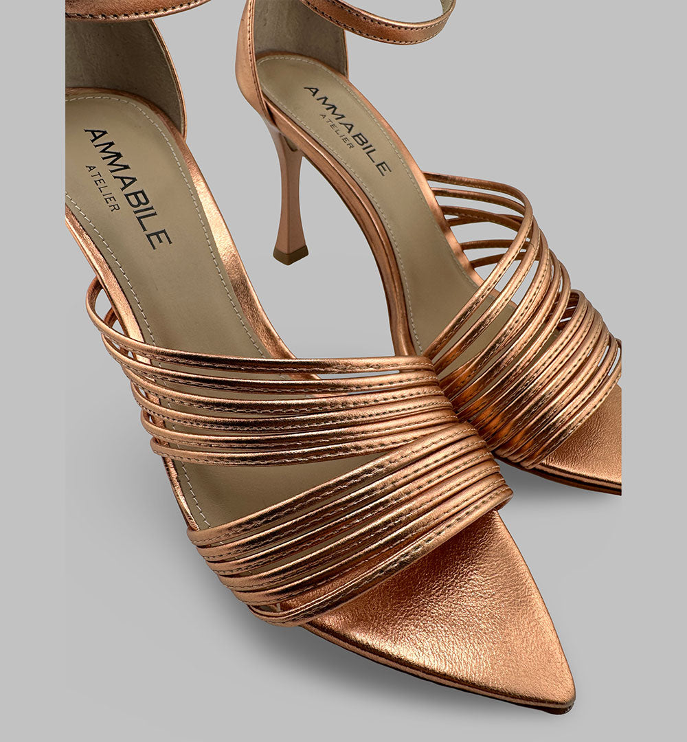 Sandali Ammabile donna 6010501 cipria pelle tacco 9<BR/> 6010501 TACCO FIOCCO AMMABILE 